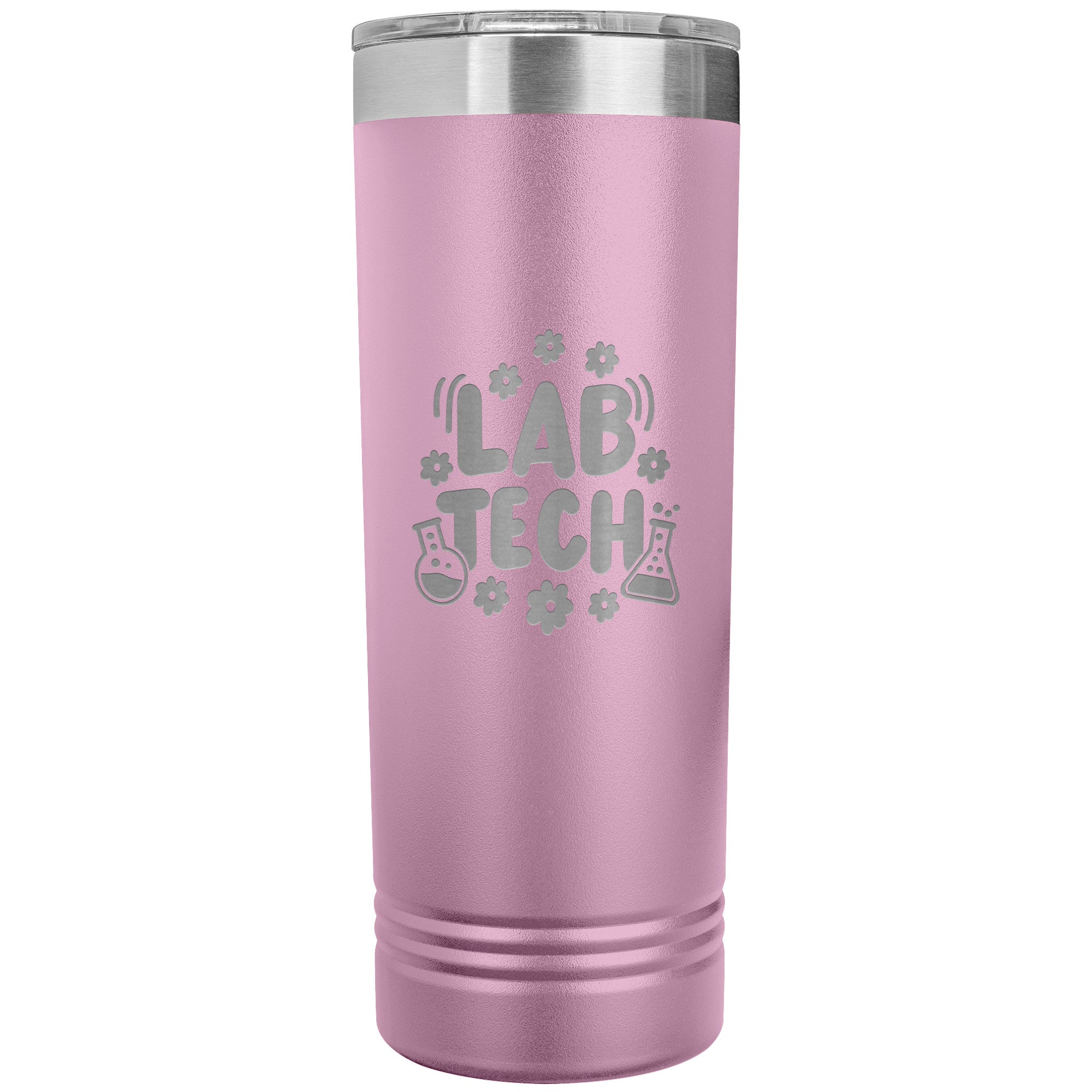 "Lab Tech Daisy & Vial Clipart 22 oz Skinny Tumbler - Stainless Steel Insulated Mug for Laboratory Professionals