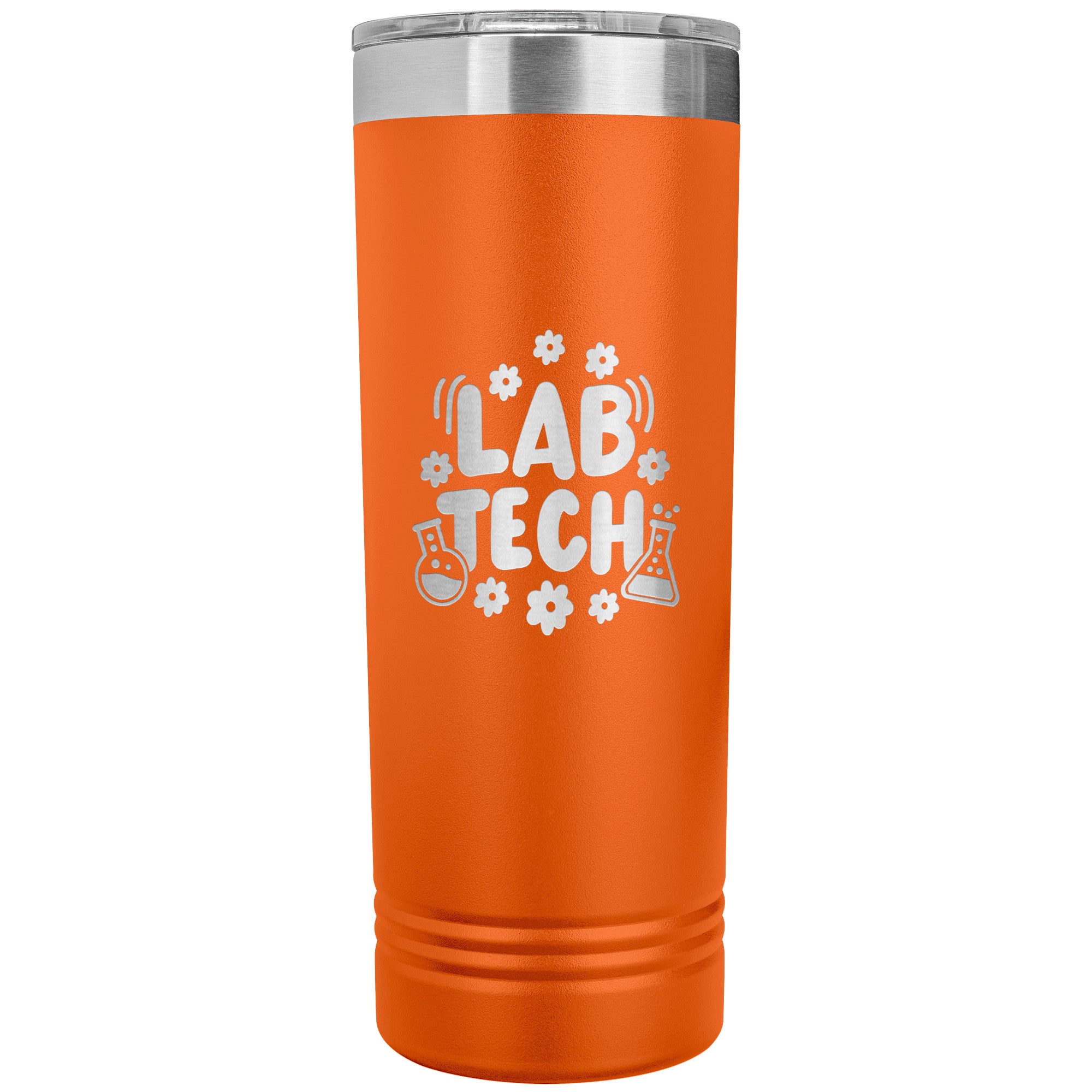 "Lab Tech Daisy & Vial Clipart 22 oz Skinny Tumbler - Stainless Steel Insulated Mug for Laboratory Professionals