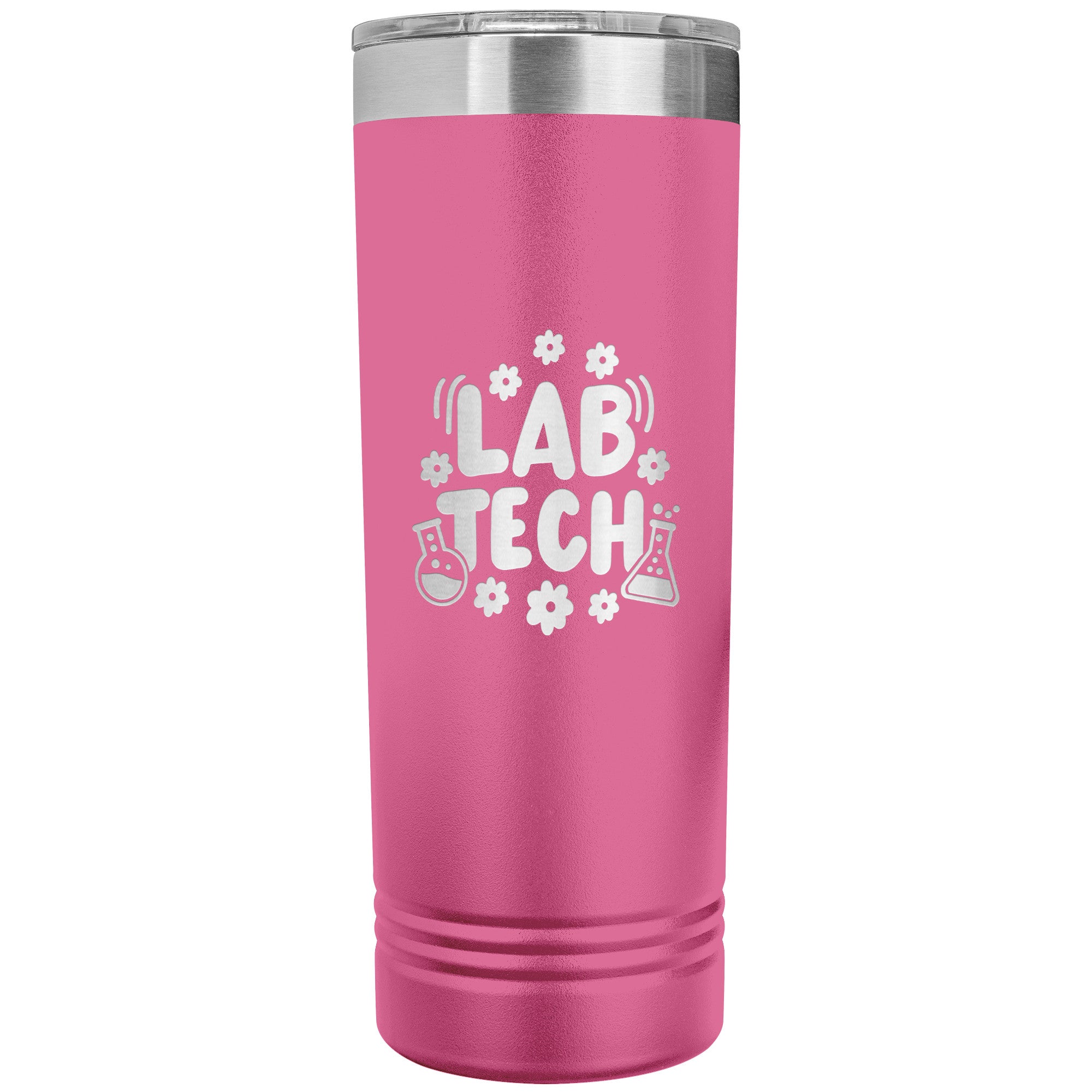 "Lab Tech Daisy & Vial Clipart 22 oz Skinny Tumbler - Stainless Steel Insulated Mug for Laboratory Professionals