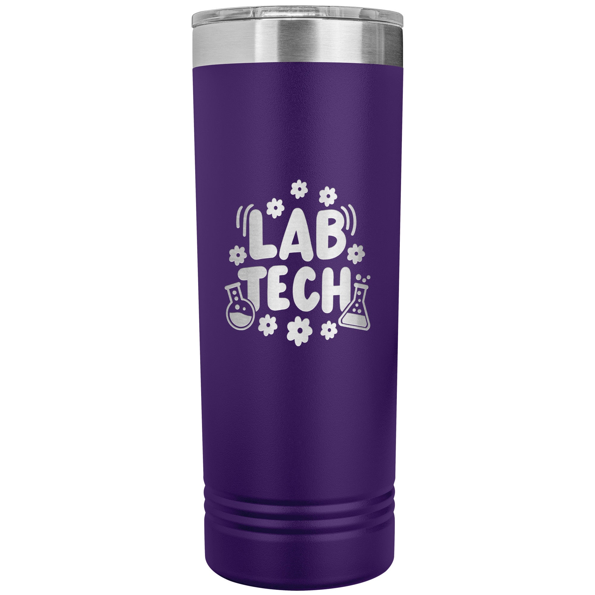 "Lab Tech Daisy & Vial Clipart 22 oz Skinny Tumbler - Stainless Steel Insulated Mug for Laboratory Professionals