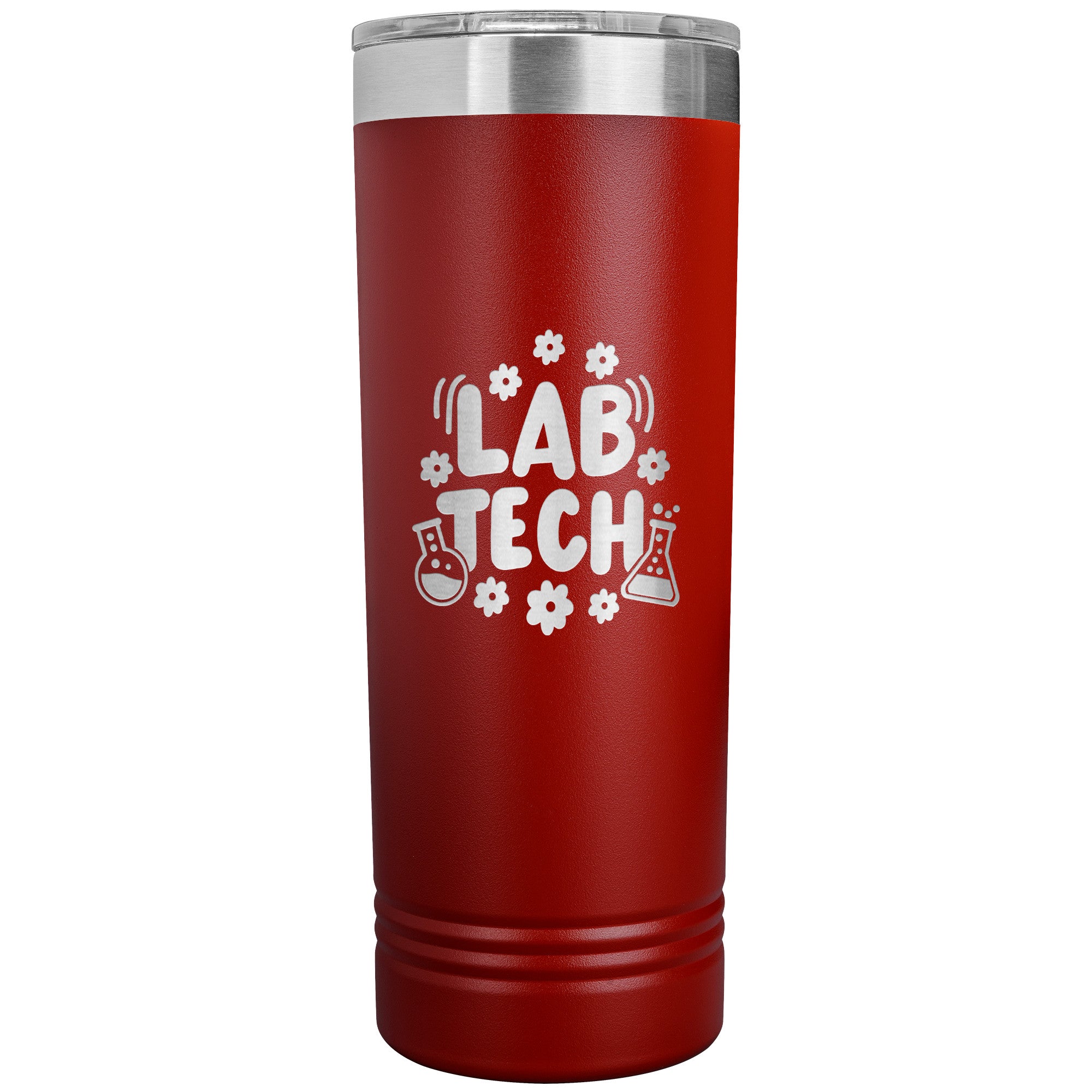 "Lab Tech Daisy & Vial Clipart 22 oz Skinny Tumbler - Stainless Steel Insulated Mug for Laboratory Professionals
