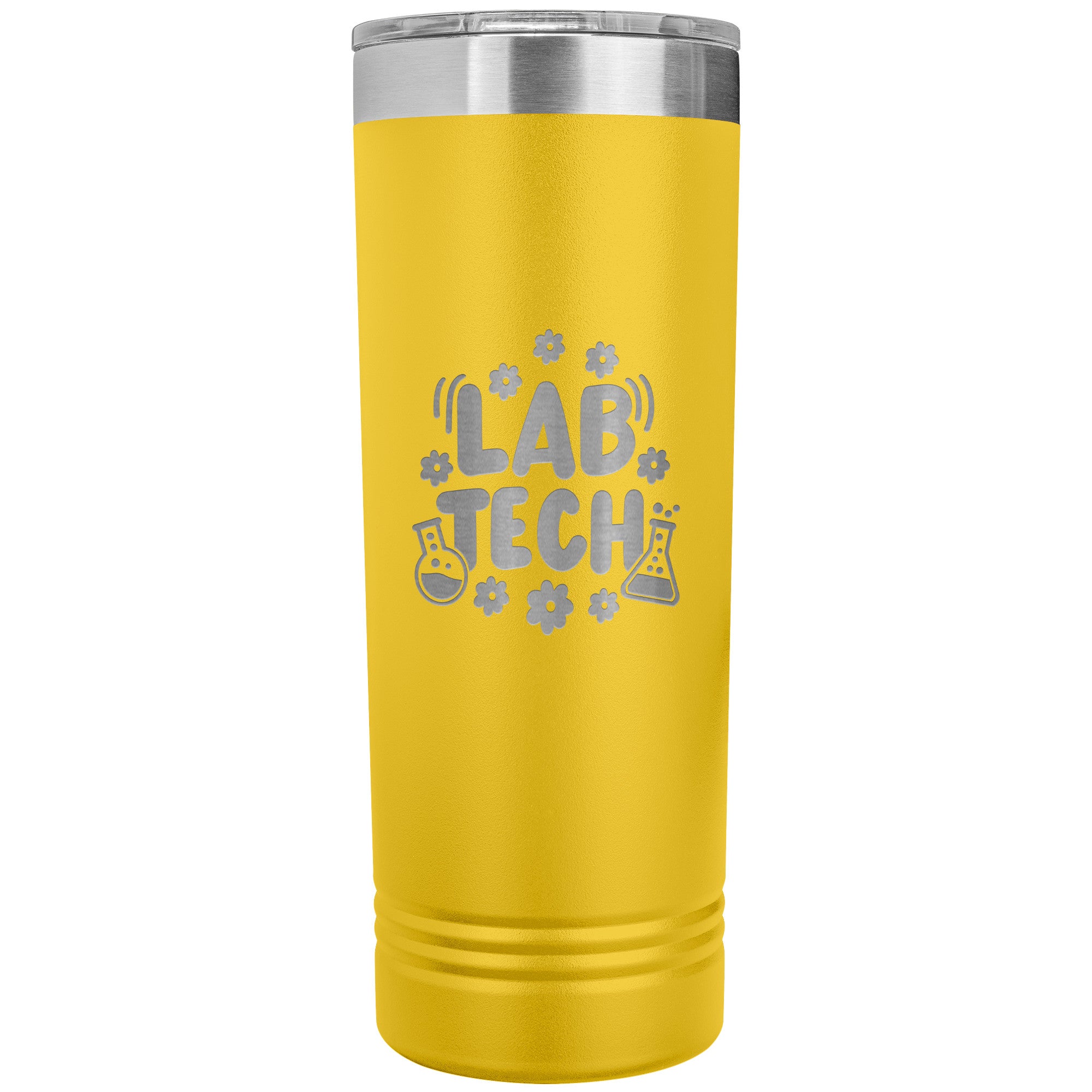 "Lab Tech Daisy & Vial Clipart 22 oz Skinny Tumbler - Stainless Steel Insulated Mug for Laboratory Professionals
