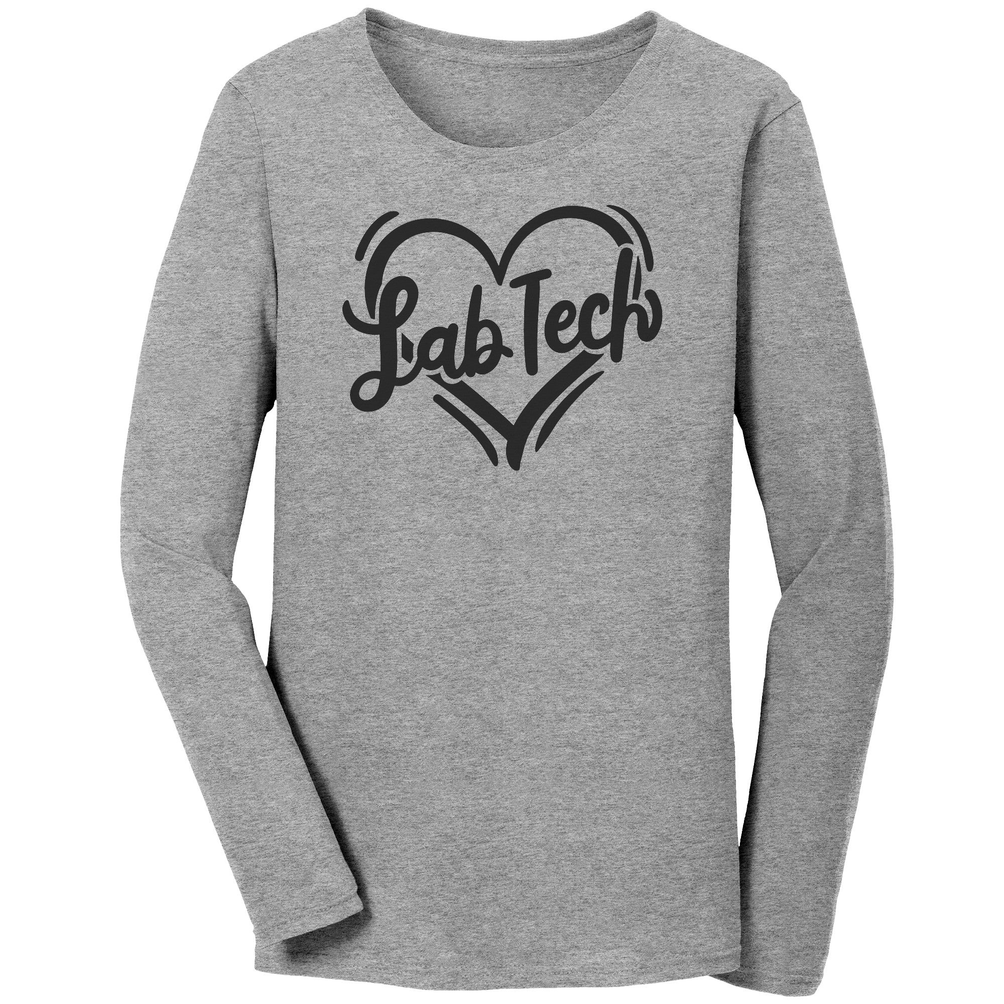 Lab Tech Heart Long Sleeve Shirt - Soft Cotton Tee for Laboratory Professionals