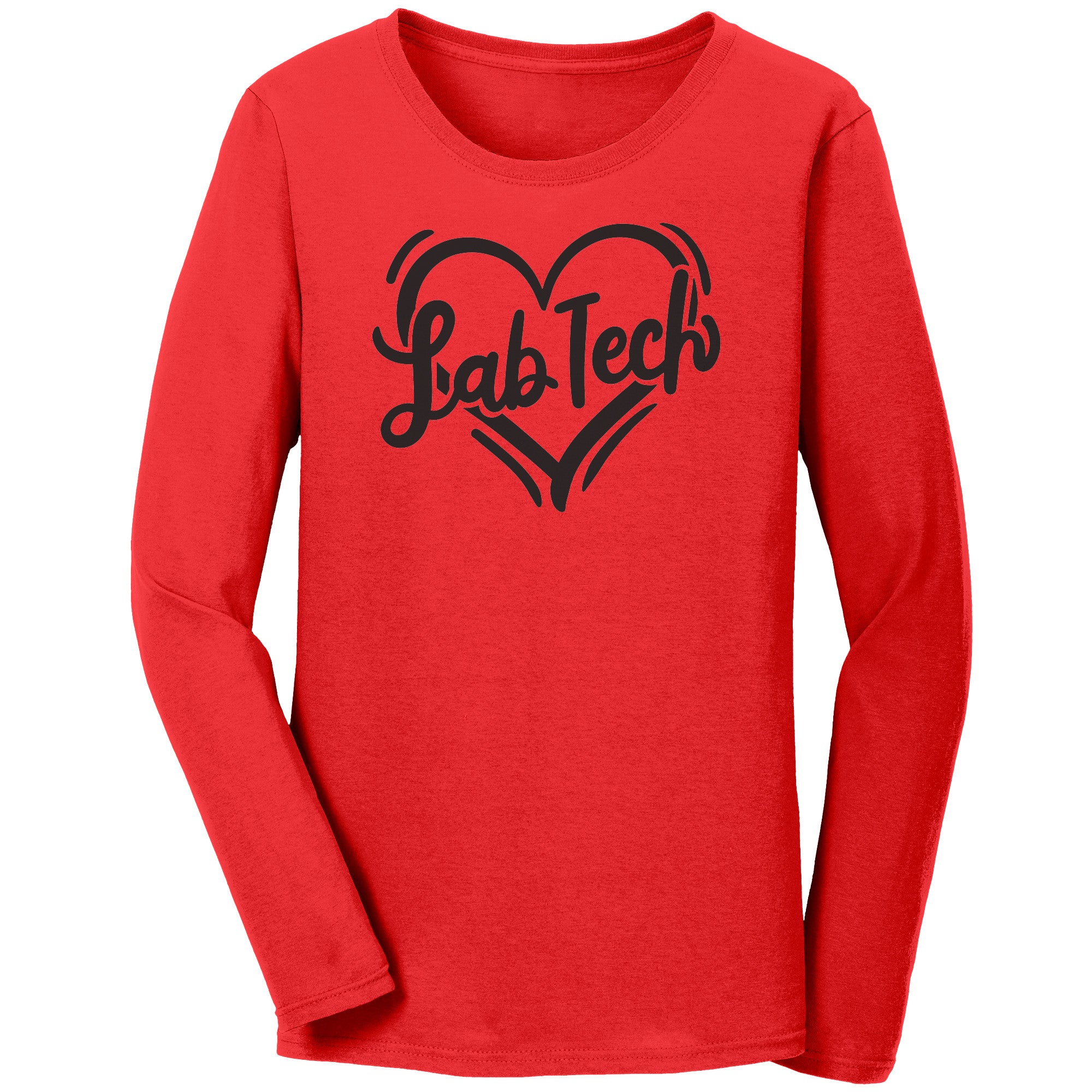 Lab Tech Heart Long Sleeve Shirt - Soft Cotton Tee for Laboratory Professionals