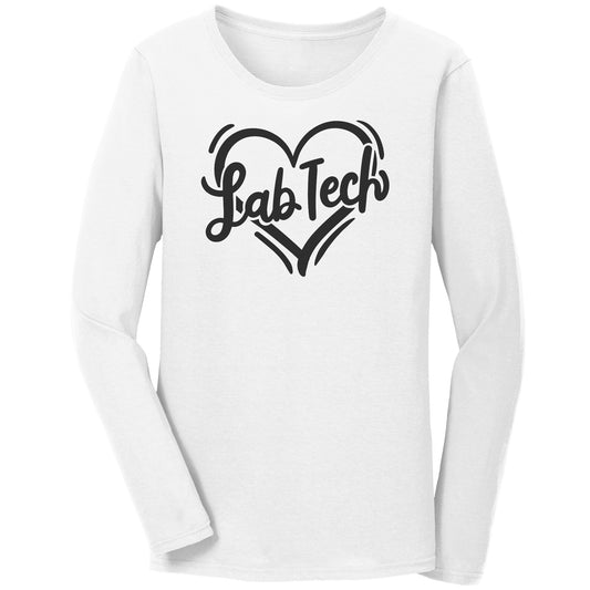 Lab Tech Heart Long Sleeve Shirt - Soft Cotton Tee for Laboratory Professionals