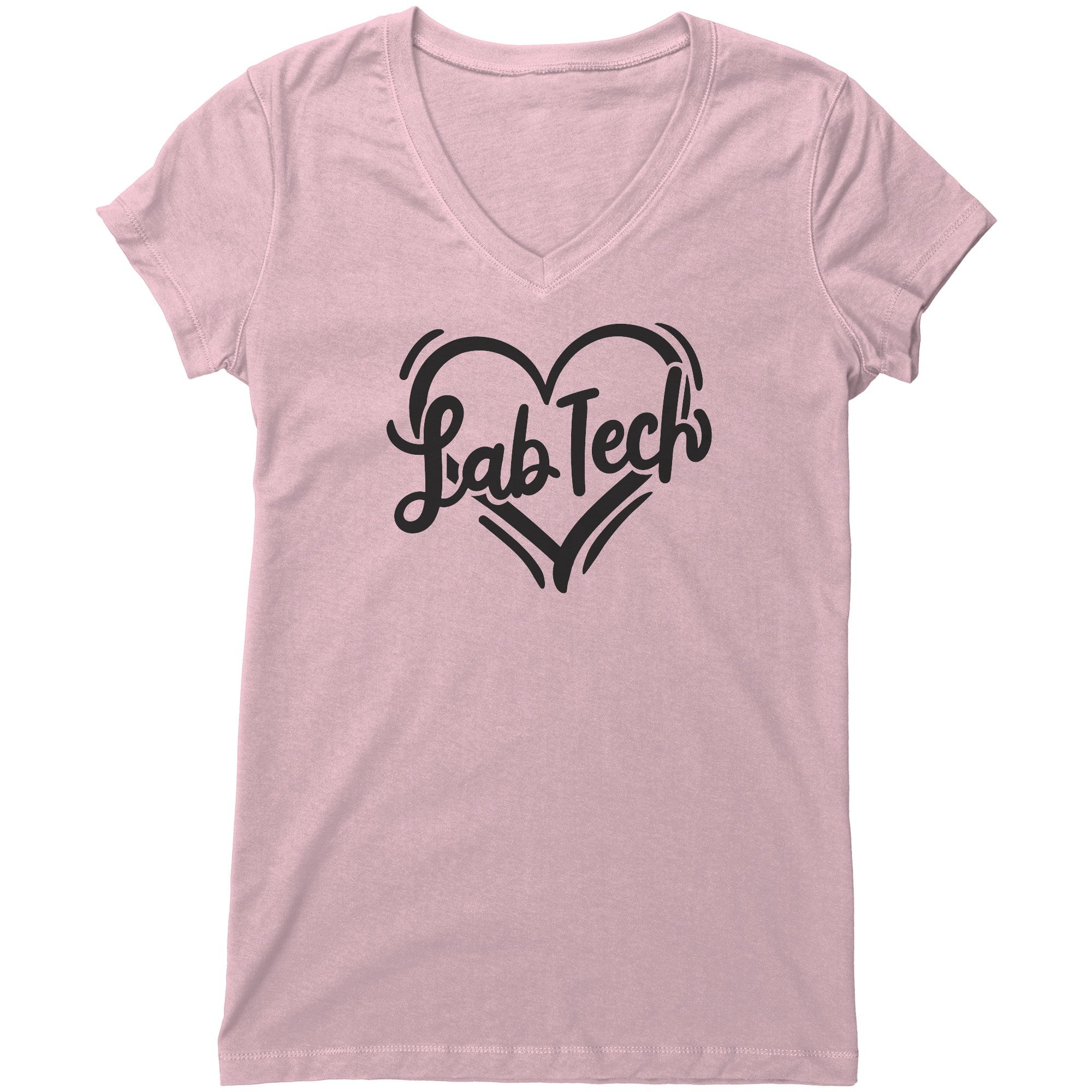 "Lab Tech Love" Women's V-Neck T-Shirt – Heart Design, Relaxed Fit
