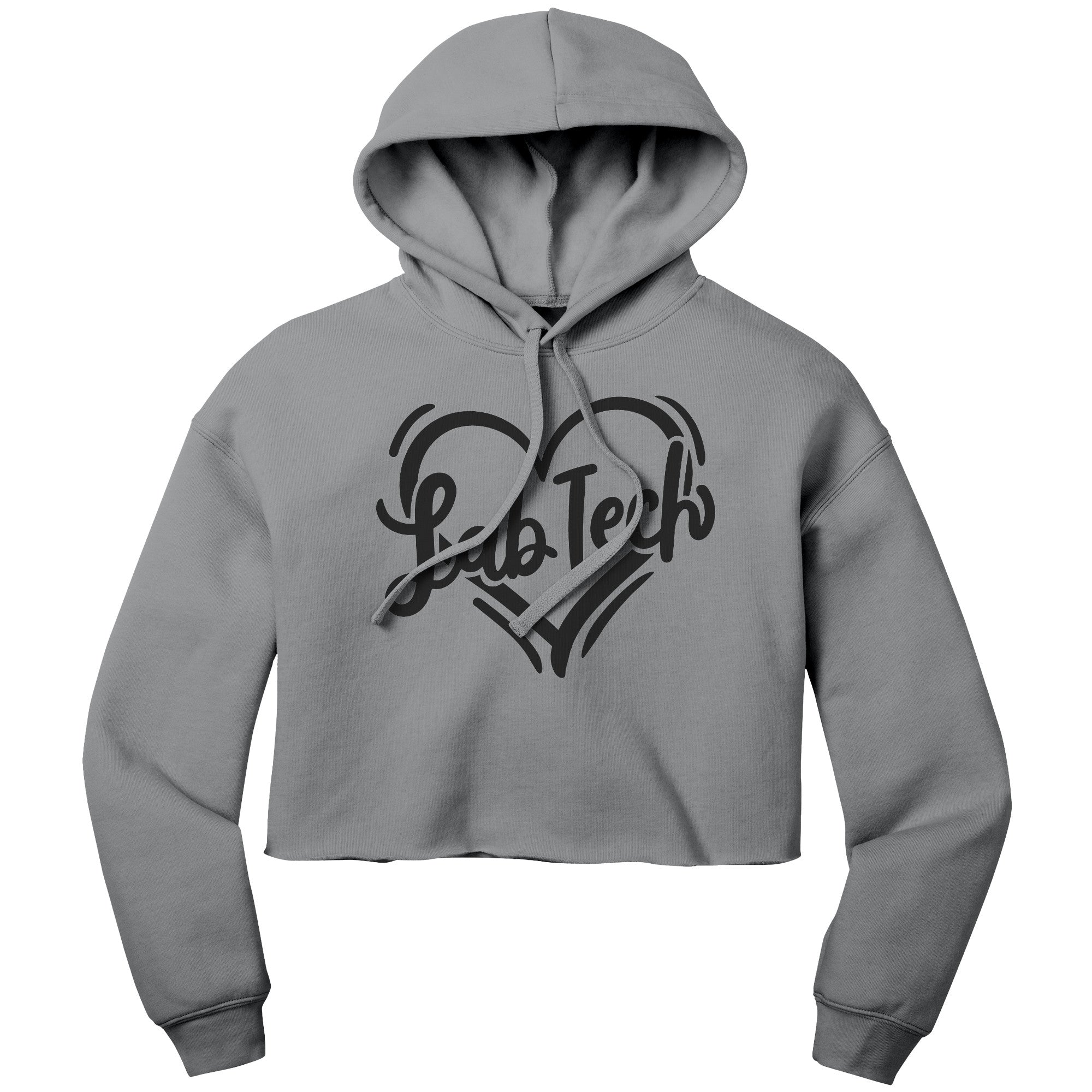 "Lab Tech in a Heart" Cropped Hoodie - Soft Cotton-Poly Blend with a Loving Touch