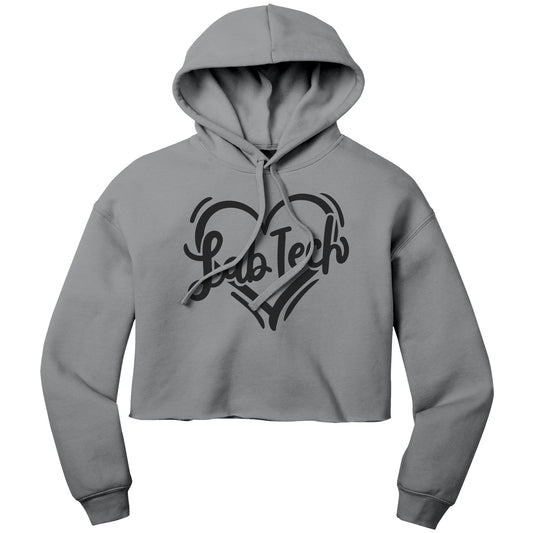 "Lab Tech in a Heart" Cropped Hoodie - Soft Cotton-Poly Blend with a Loving Touch