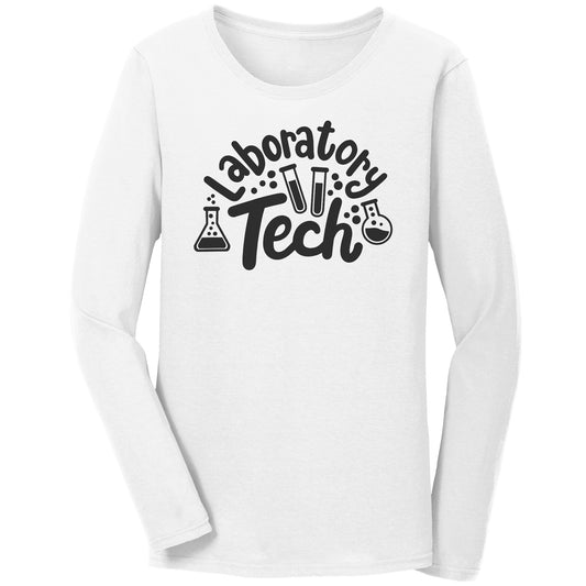 Lab Vials Themed 'Laboratory Tech' Long Sleeve Shirt - Premium Cotton Comfort