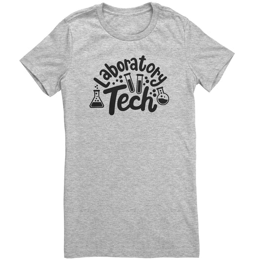 Laboratory Tech Ladies Crew Neck T-Shirt with Lab Vials Design
