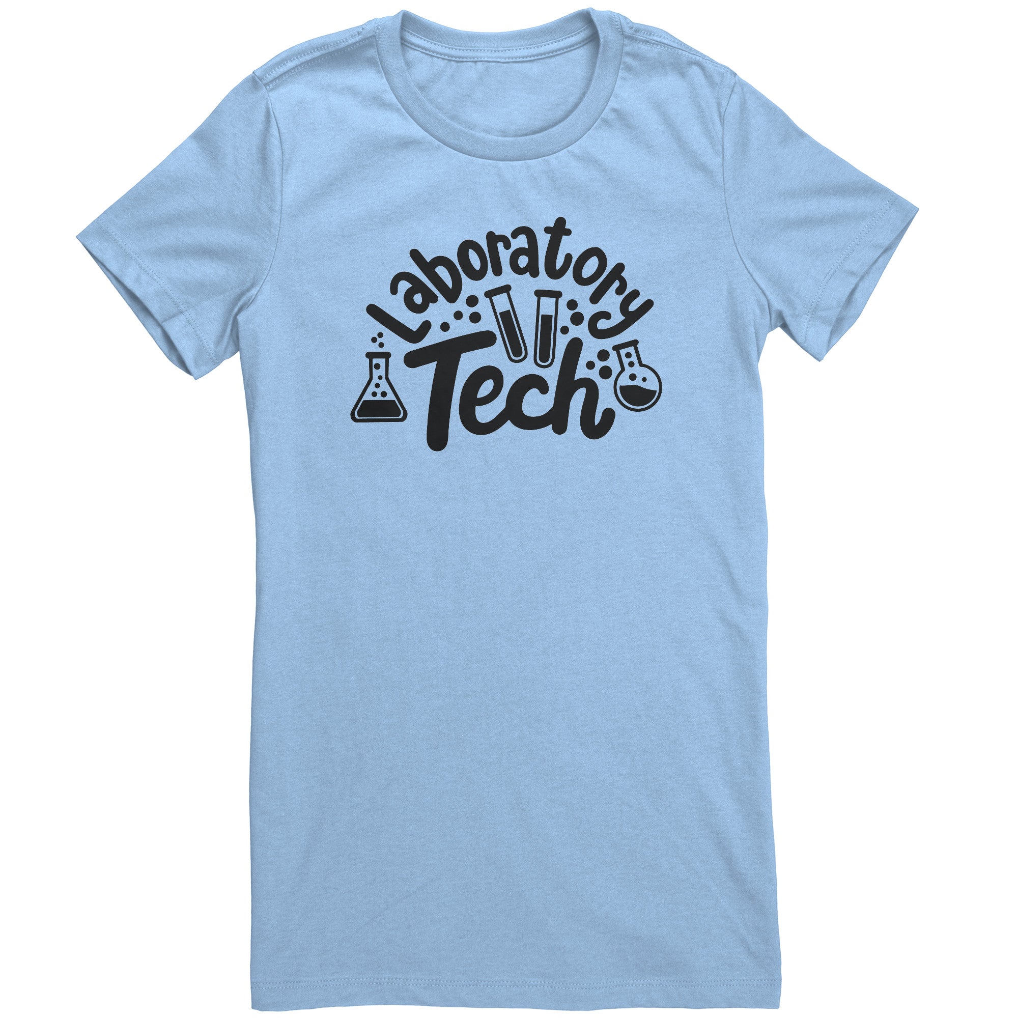 Laboratory Tech Ladies Crew Neck T-Shirt with Lab Vials Design