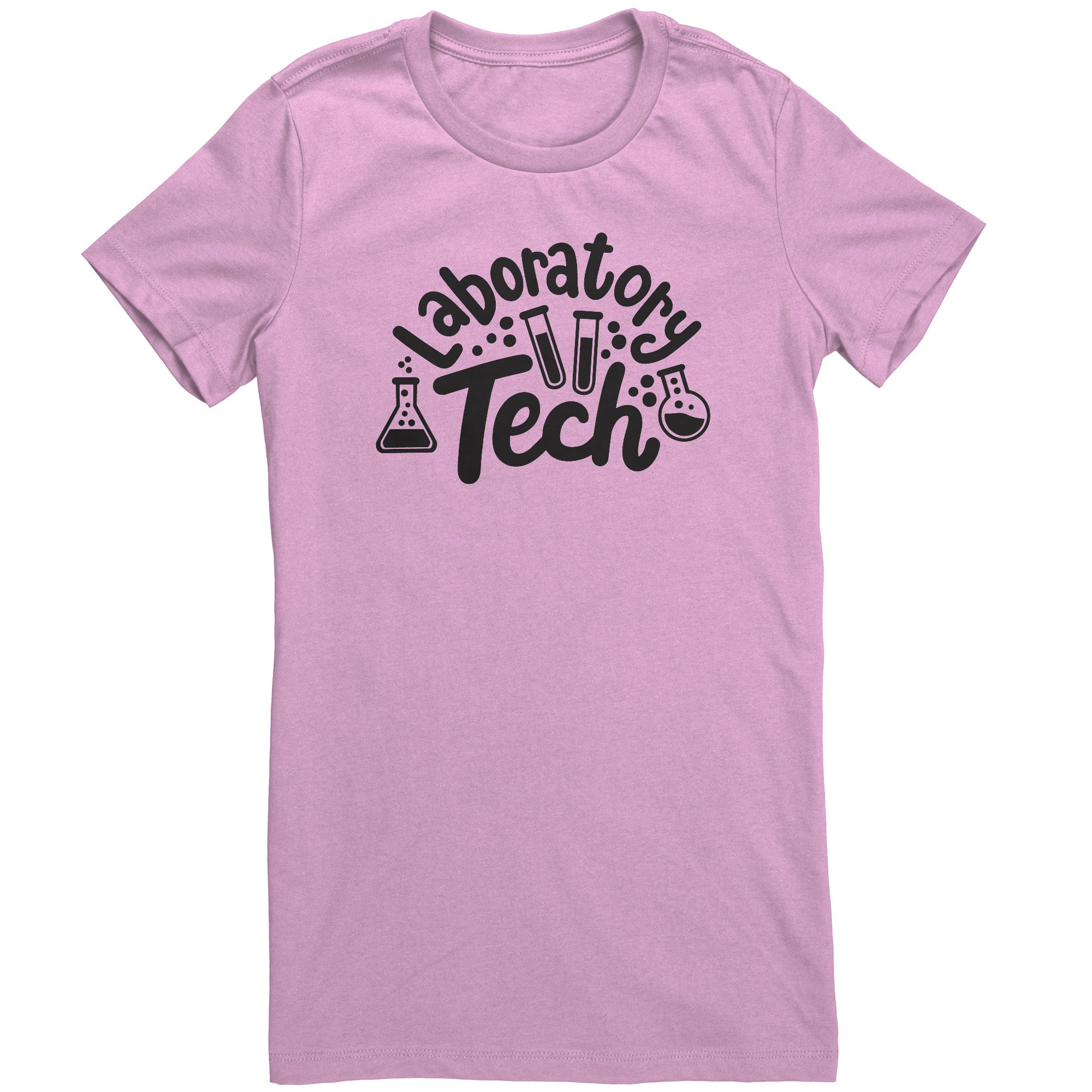 Laboratory Tech Ladies Crew Neck T-Shirt with Lab Vials Design