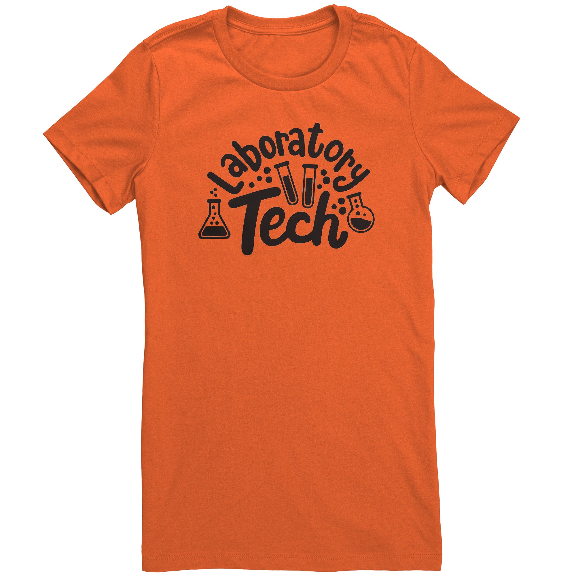 Laboratory Tech Ladies Crew Neck T-Shirt with Lab Vials Design