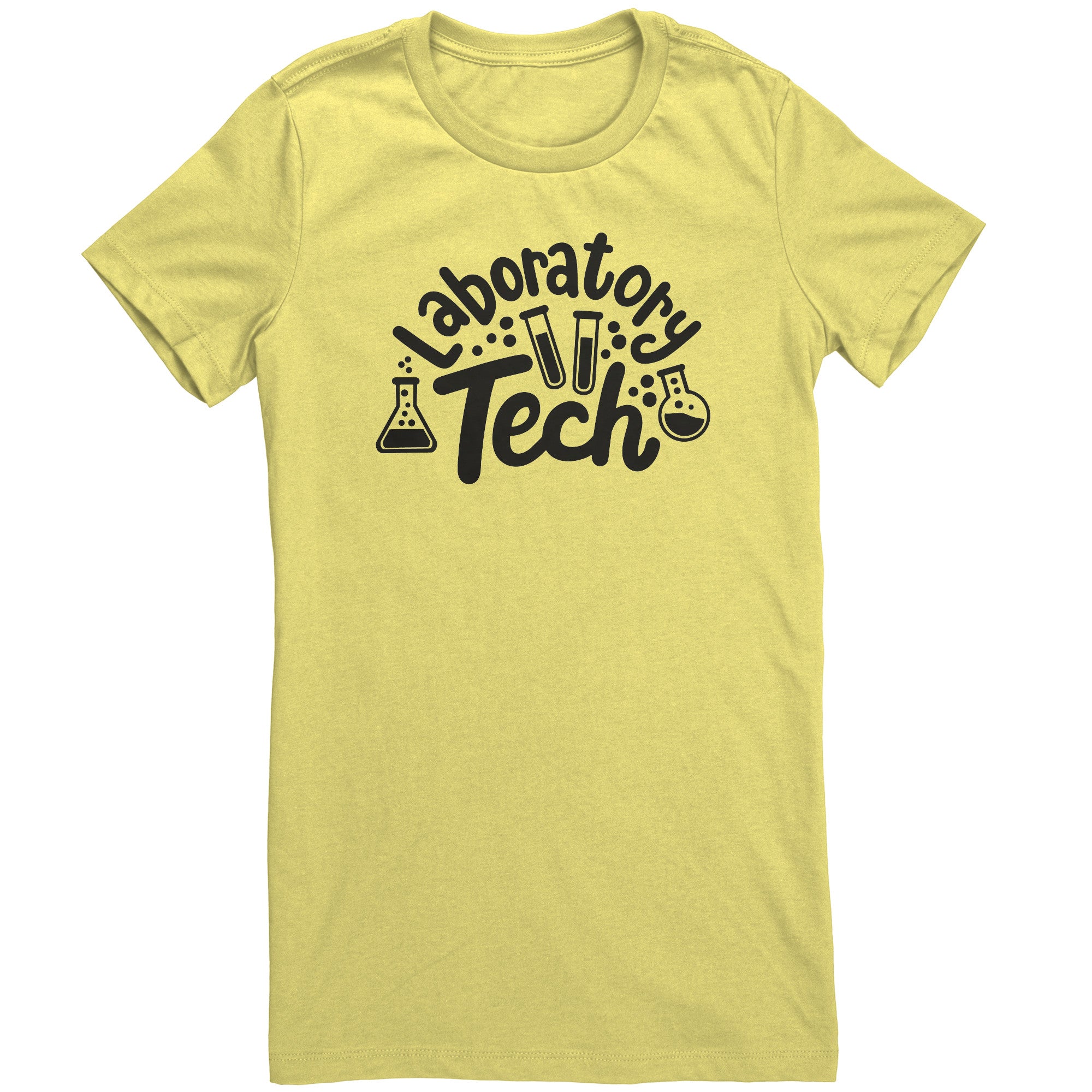 Laboratory Tech Ladies Crew Neck T-Shirt with Lab Vials Design