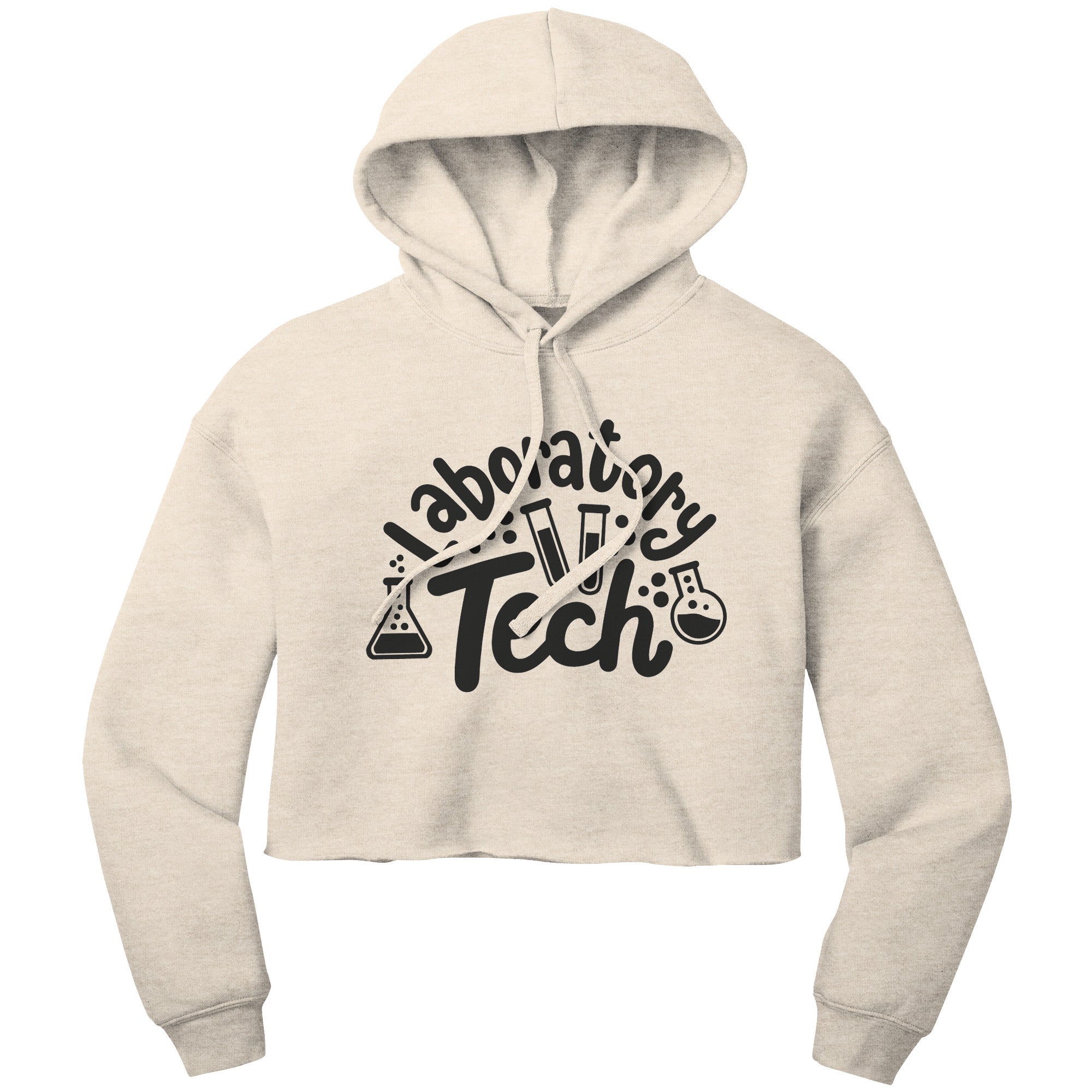 "Laboratory Tech with Lab Vials" Graphic Cropped Hoodie - Soft Cotton-Poly Blend, Edgy Design