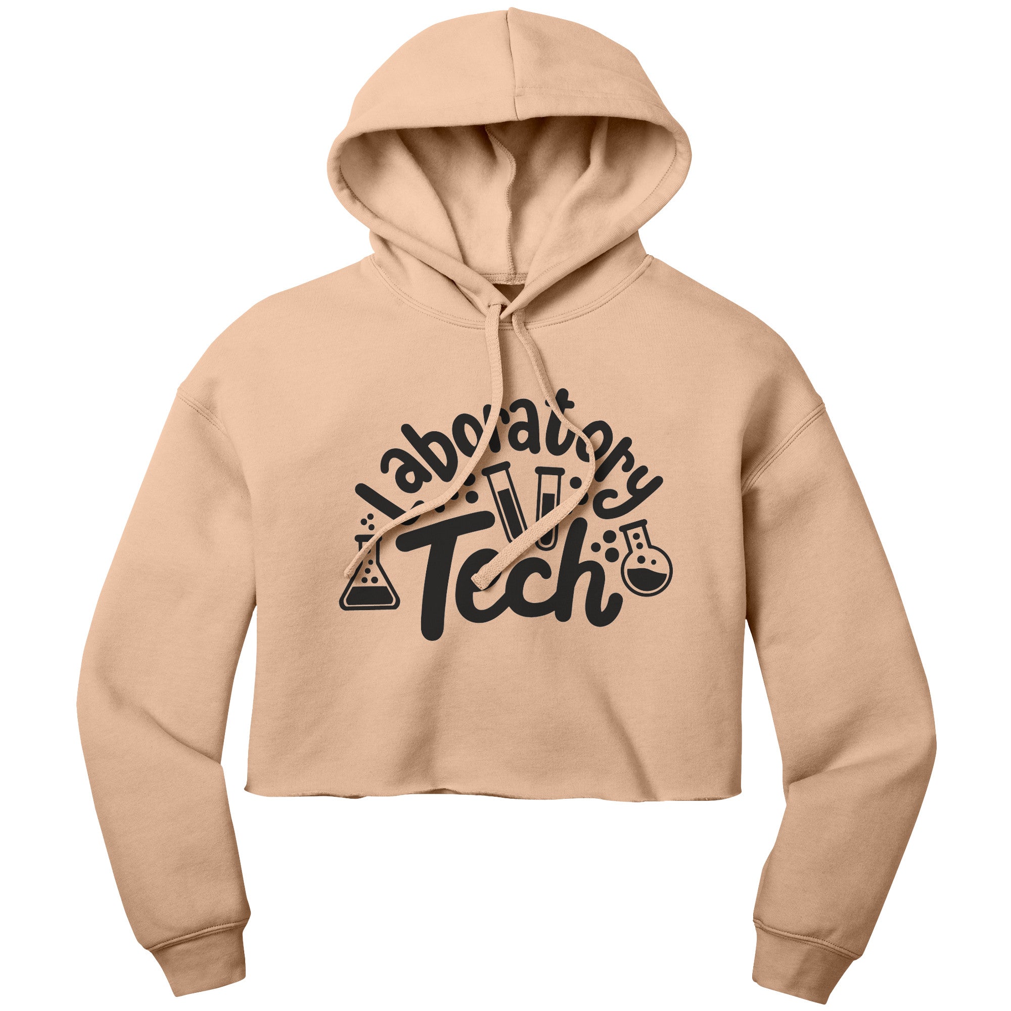 "Laboratory Tech with Lab Vials" Graphic Cropped Hoodie - Soft Cotton-Poly Blend, Edgy Design