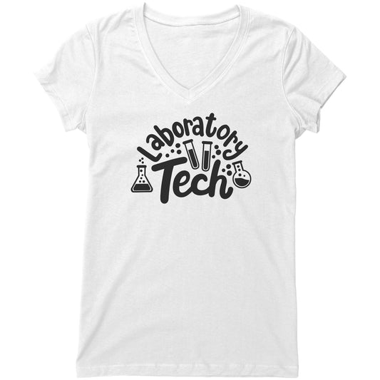 "Laboratory Tech with Lab Vials" Women's V-Neck T-Shirt – Stylish & Relaxed Fit