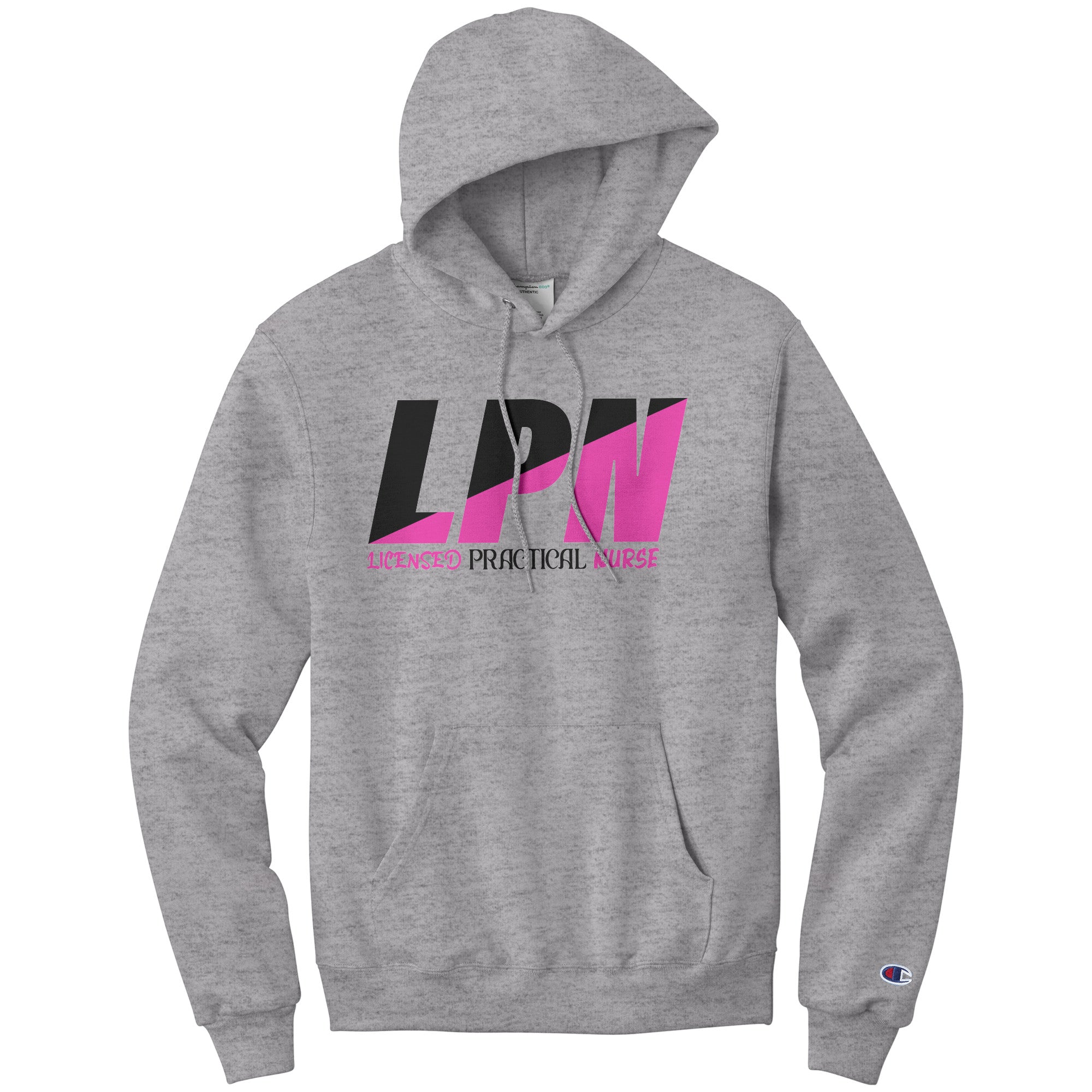 Licensed Practical Nurse Color Block Hoodie - Black and Fuchsia, Champion Quality, Moisture-Wicking Comfort