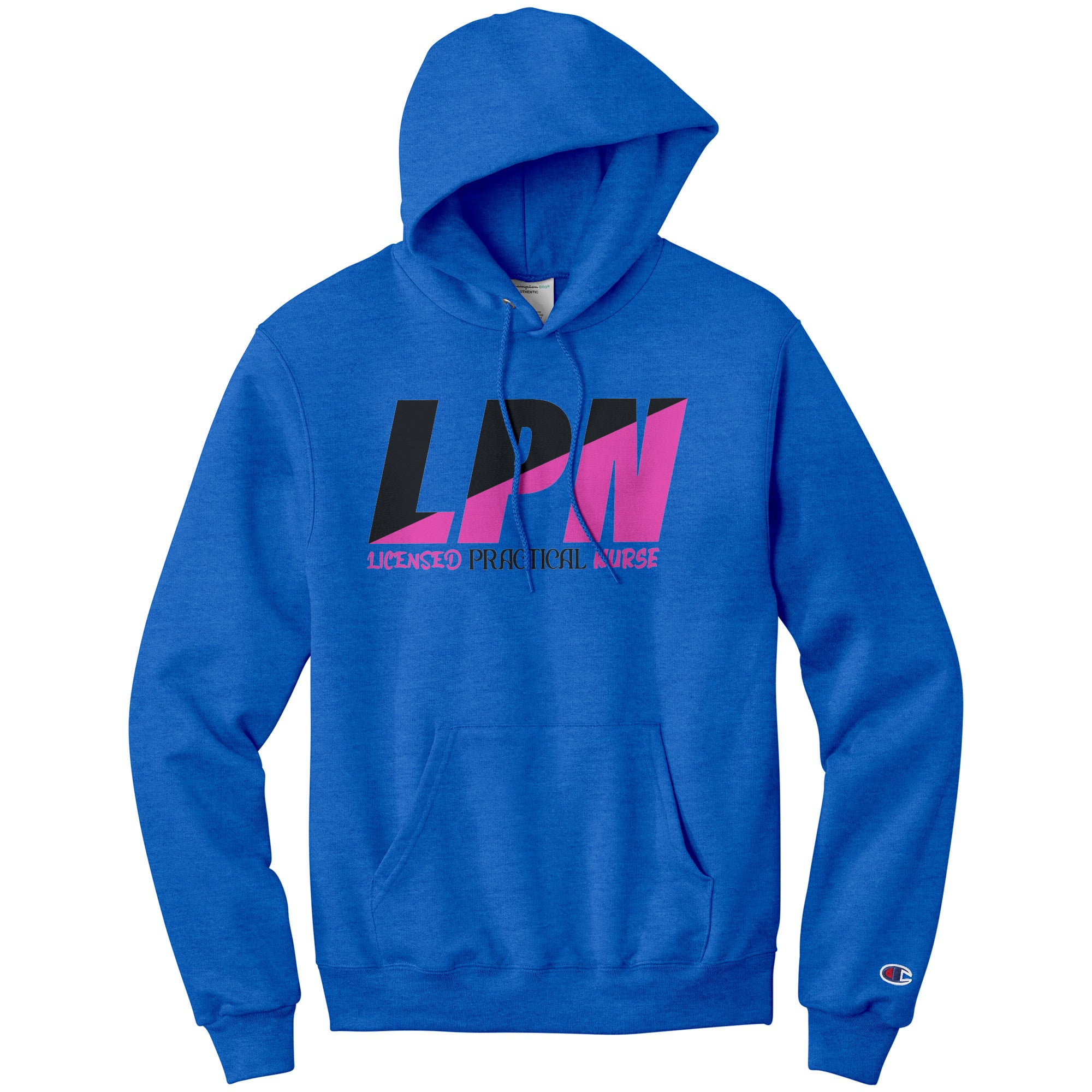 Licensed Practical Nurse Color Block Hoodie - Black and Fuchsia, Champion Quality, Moisture-Wicking Comfort