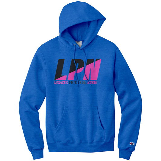 Licensed Practical Nurse Color Block Hoodie - Black and Fuchsia, Champion Quality, Moisture-Wicking Comfort