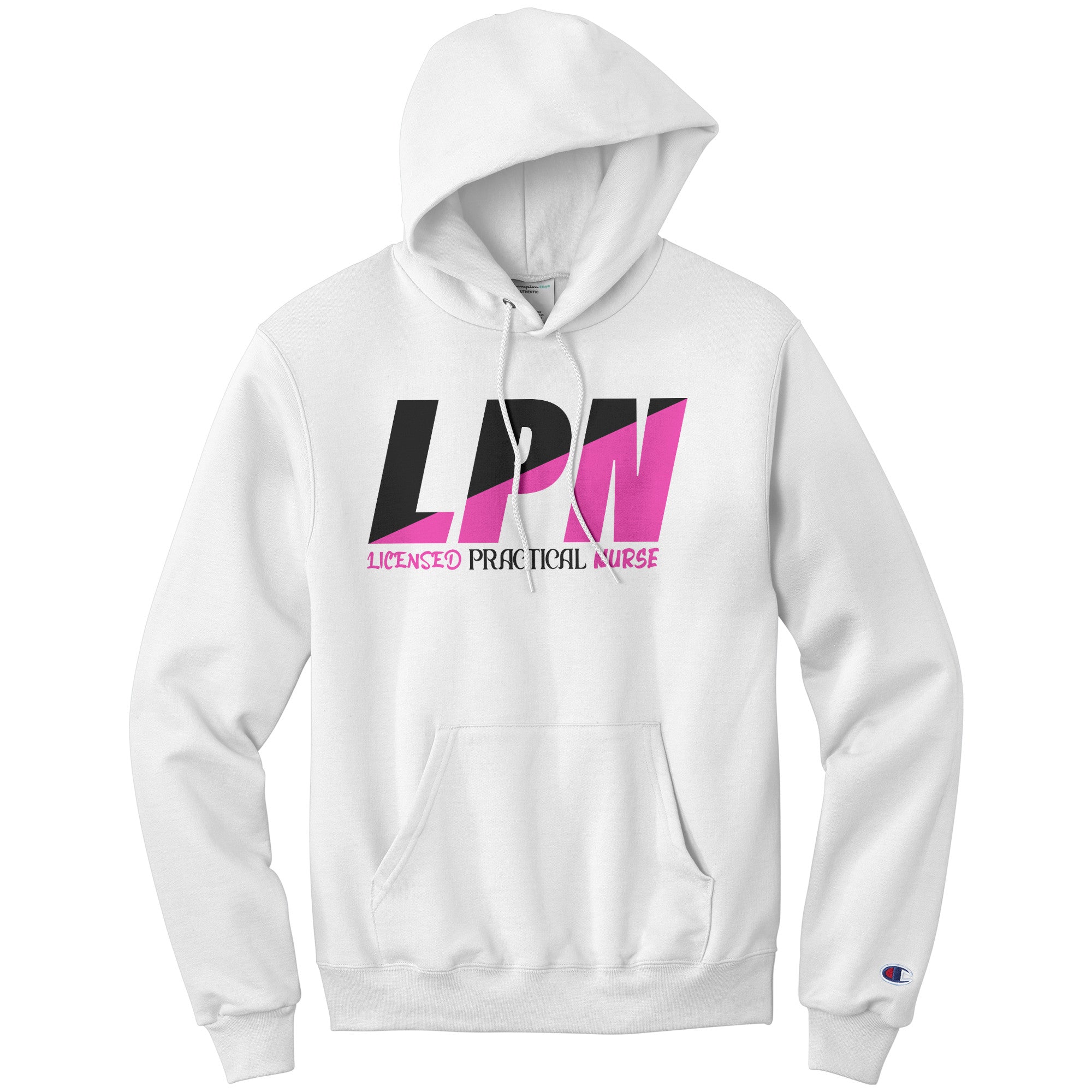 Licensed Practical Nurse Color Block Hoodie - Black and Fuchsia, Champion Quality, Moisture-Wicking Comfort