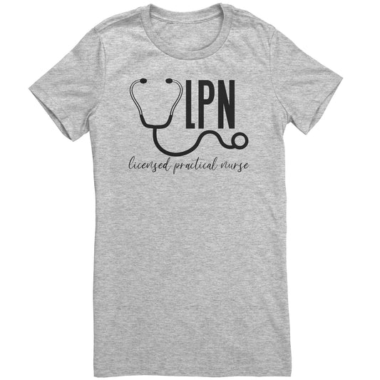 Licensed Practical Nurse Stethoscope Women's Crew Neck T-Shirt - Comfy & Professional Tee