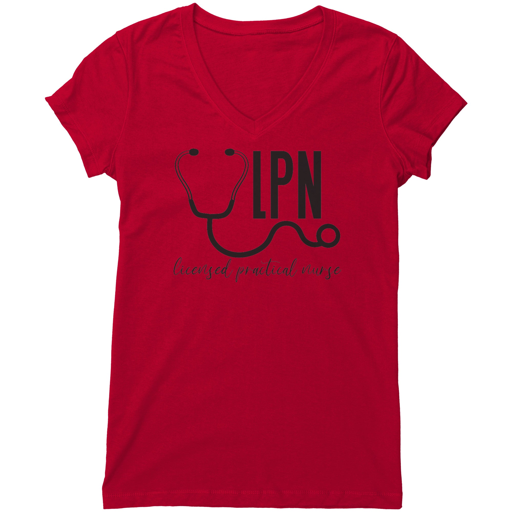"Licensed Practical Nurse" Women's V-Neck T-Shirt with Stethoscope – Modern, Relaxed Style