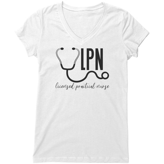 "Licensed Practical Nurse" Women's V-Neck T-Shirt with Stethoscope – Modern, Relaxed Style