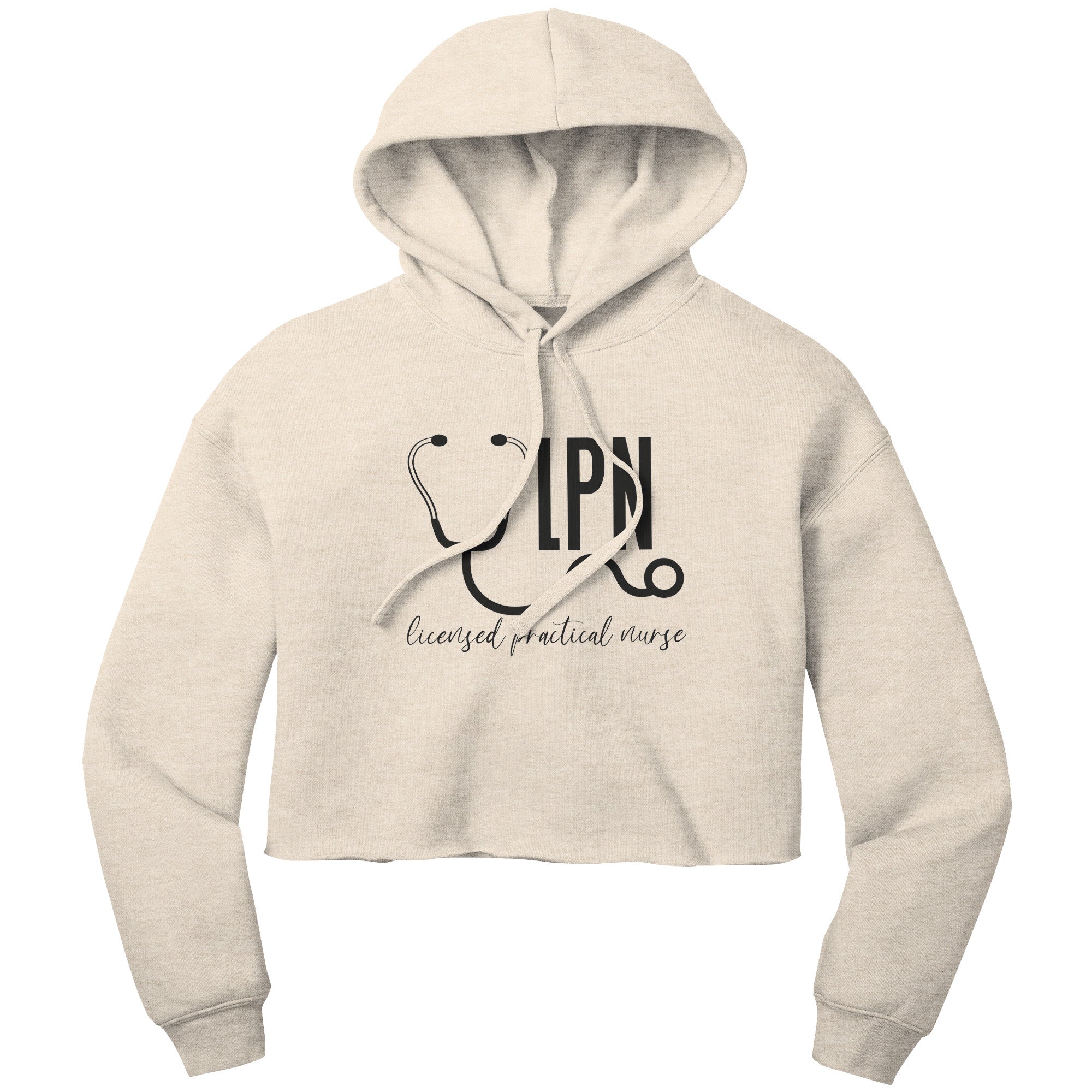 "Licensed Practical Nurse with Stethoscope" Graphic Cropped Hoodie - Comfortable Cotton-Poly Blend for Medical Professionals