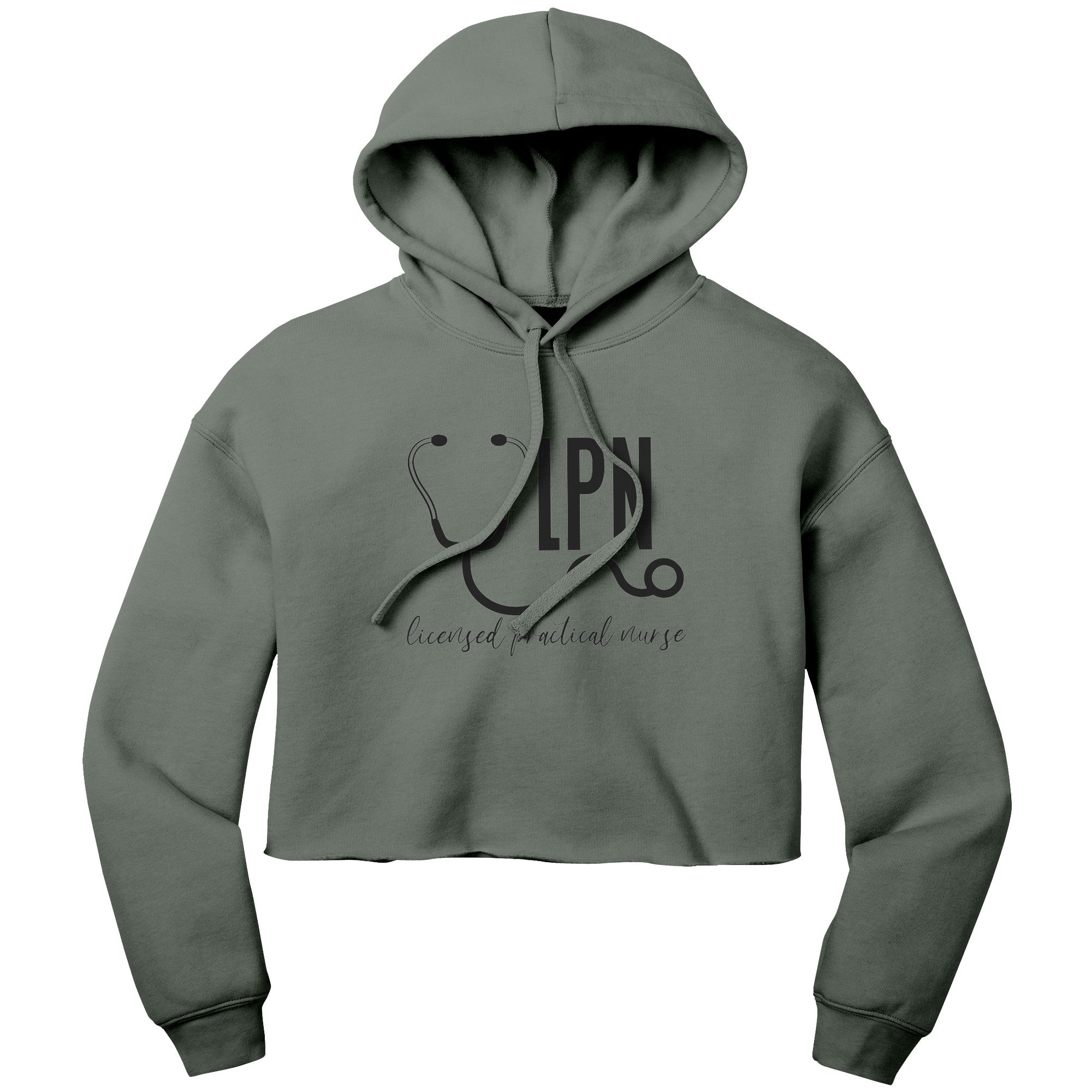 "Licensed Practical Nurse with Stethoscope" Graphic Cropped Hoodie - Comfortable Cotton-Poly Blend for Medical Professionals