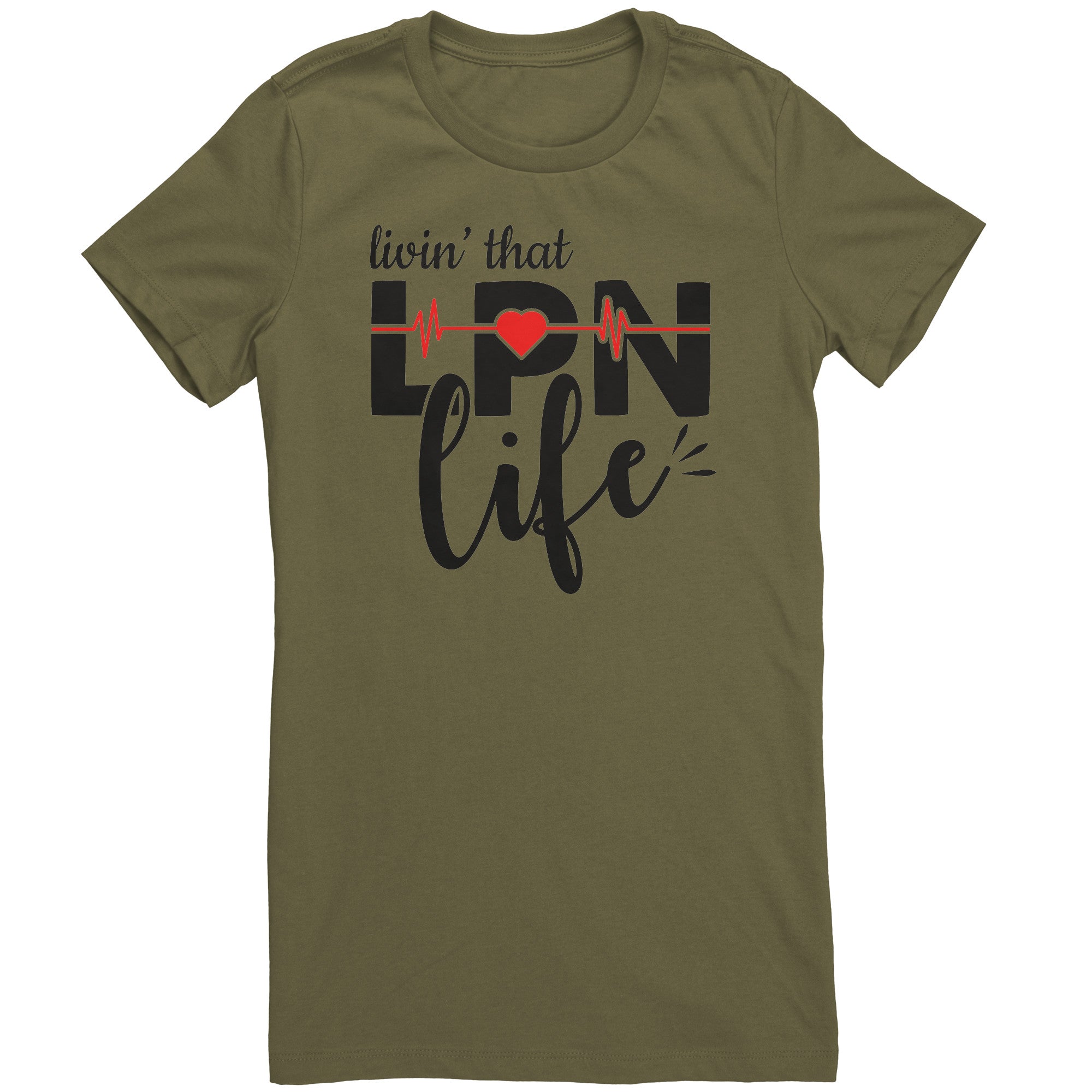 Livin' That LPN Life Women's Crew Neck T-Shirt - EKG Design on Soft Cotton Tee