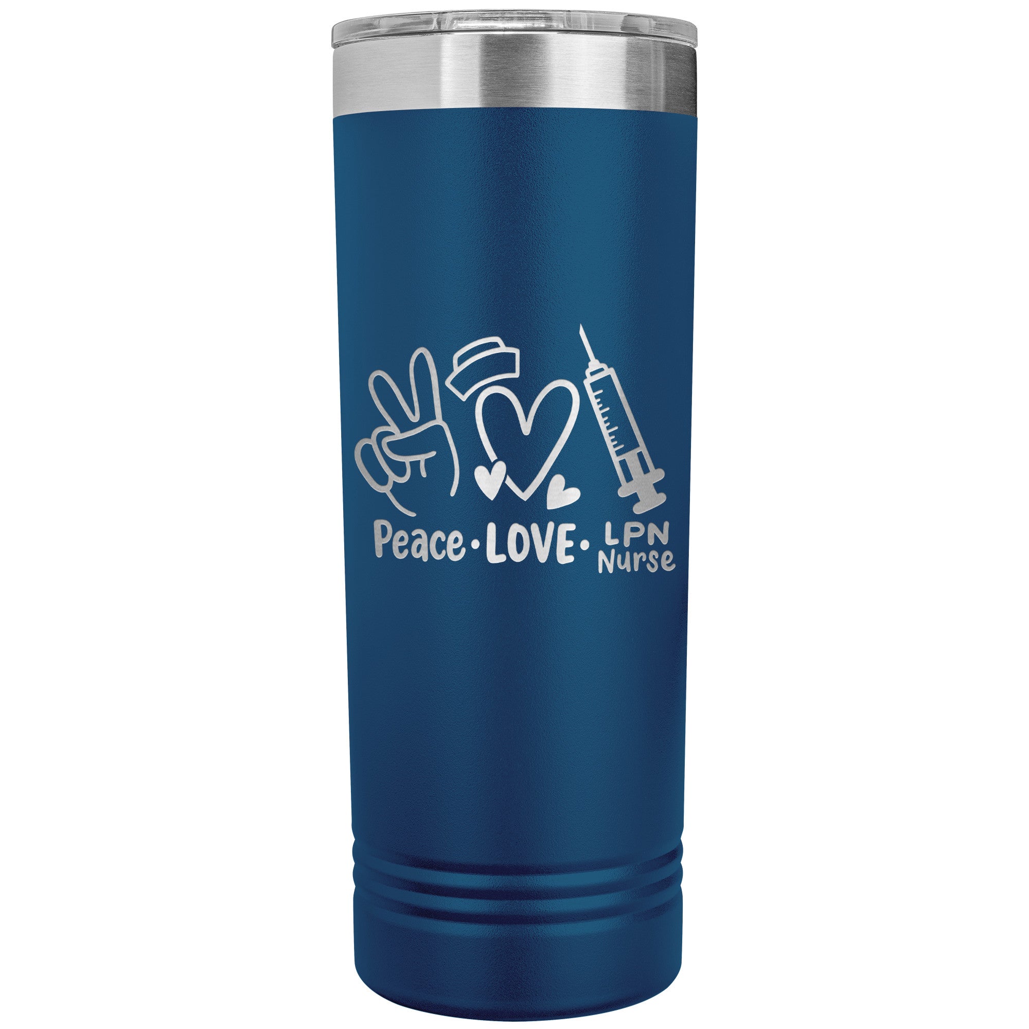 Peace, Love, LPN Nurse - 22 oz Skinny Tumbler, Durable Stainless Steel Insulated Mug for Dedicated Nursing Professionals