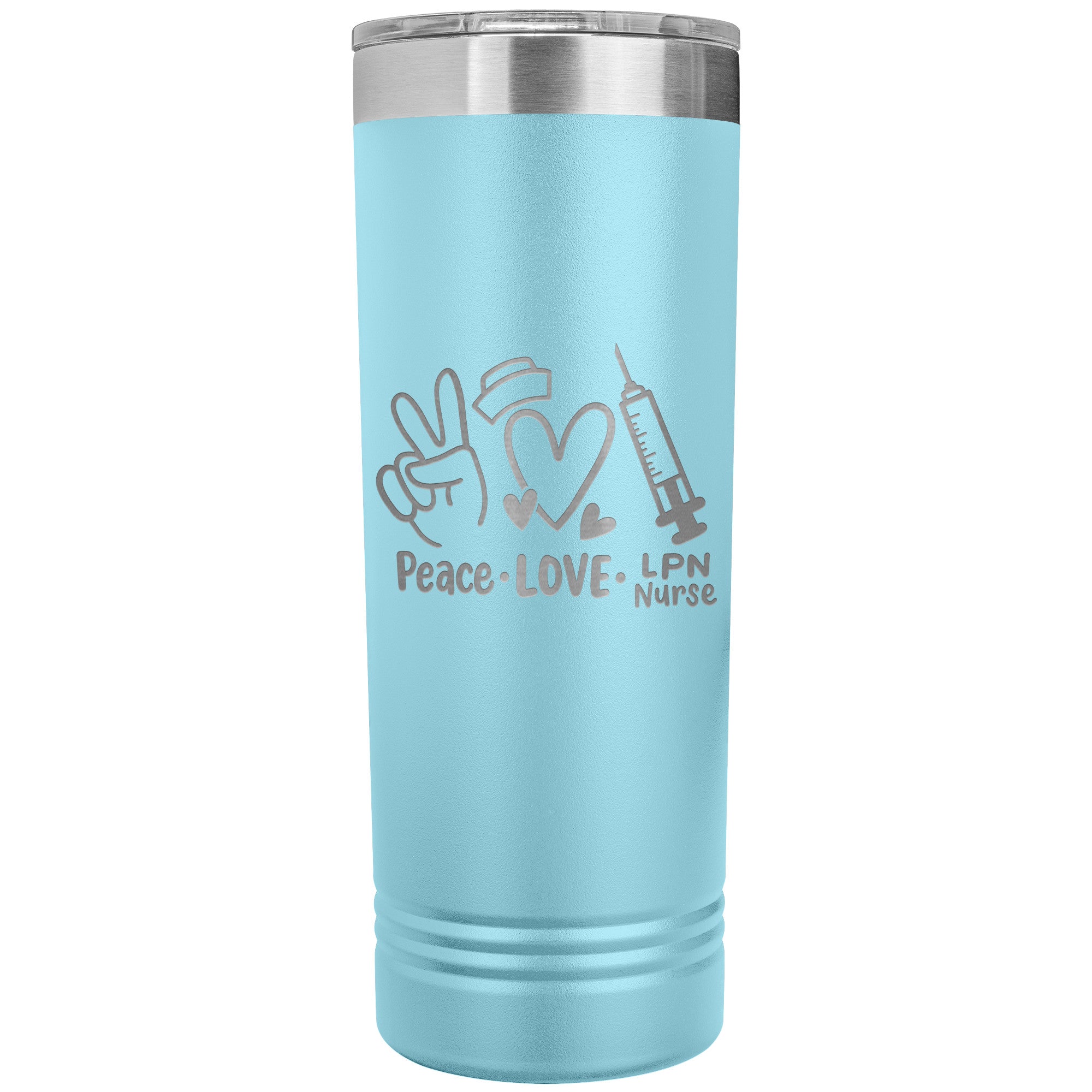 Peace, Love, LPN Nurse - 22 oz Skinny Tumbler, Durable Stainless Steel Insulated Mug for Dedicated Nursing Professionals