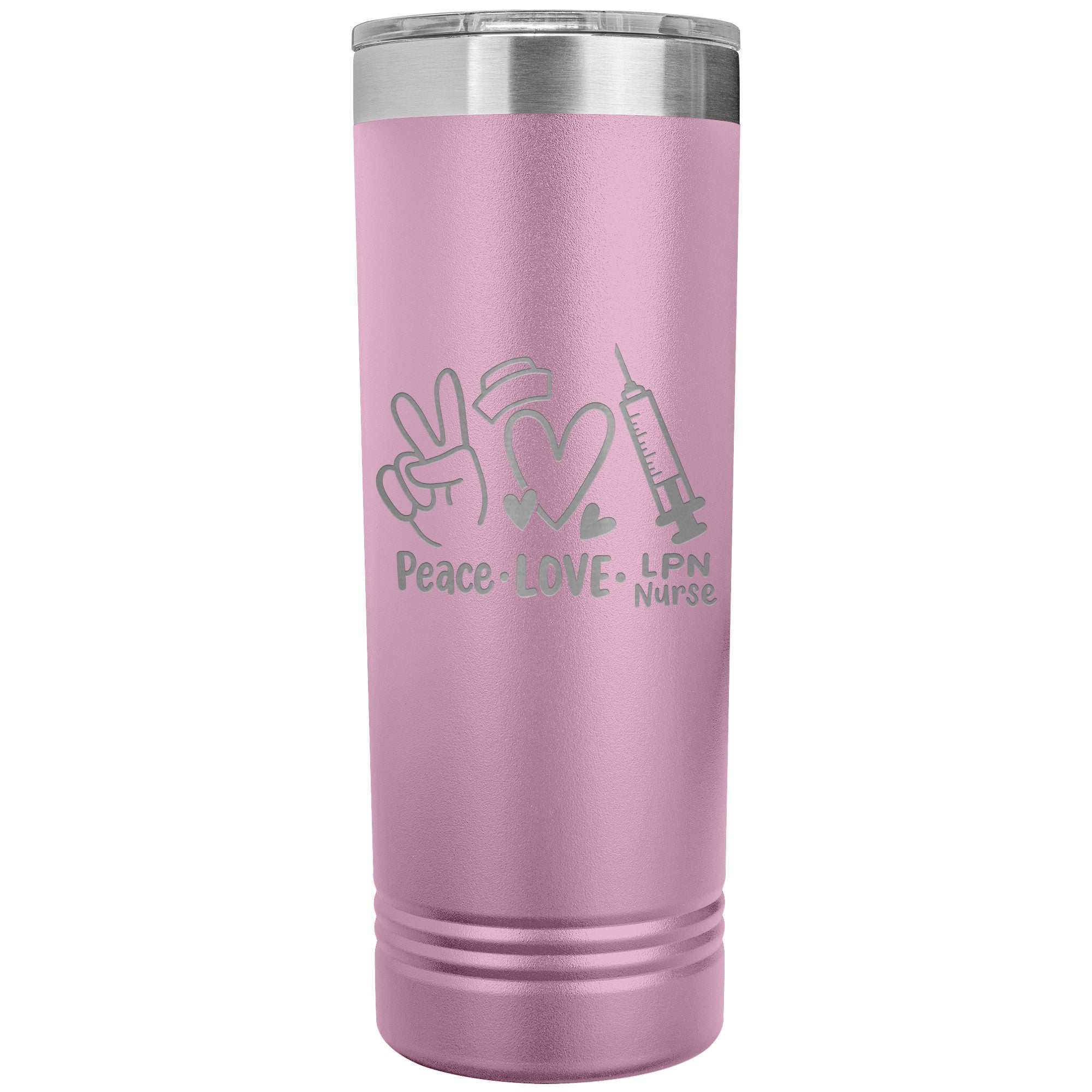 Peace, Love, LPN Nurse - 22 oz Skinny Tumbler, Durable Stainless Steel Insulated Mug for Dedicated Nursing Professionals