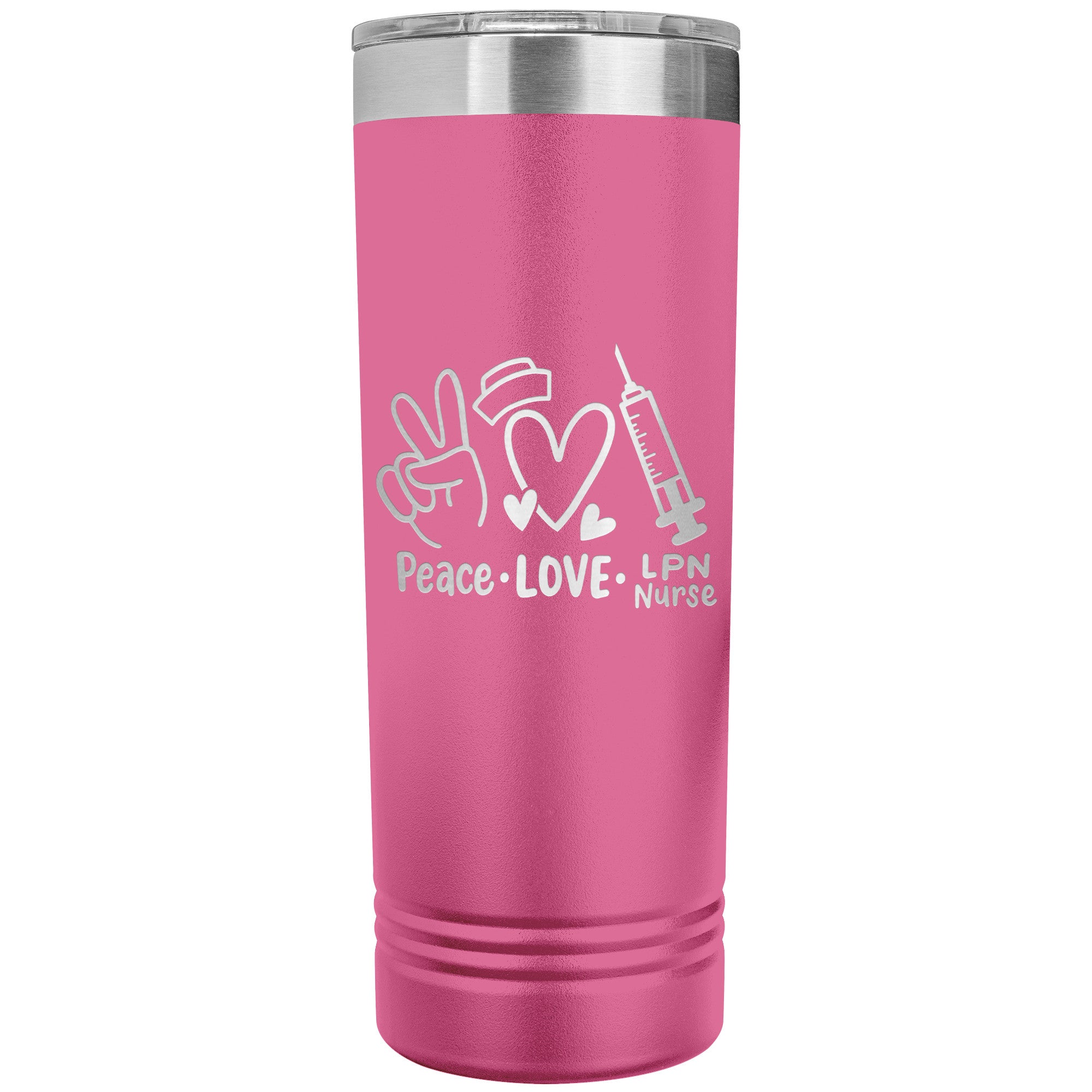 Peace, Love, LPN Nurse - 22 oz Skinny Tumbler, Durable Stainless Steel Insulated Mug for Dedicated Nursing Professionals