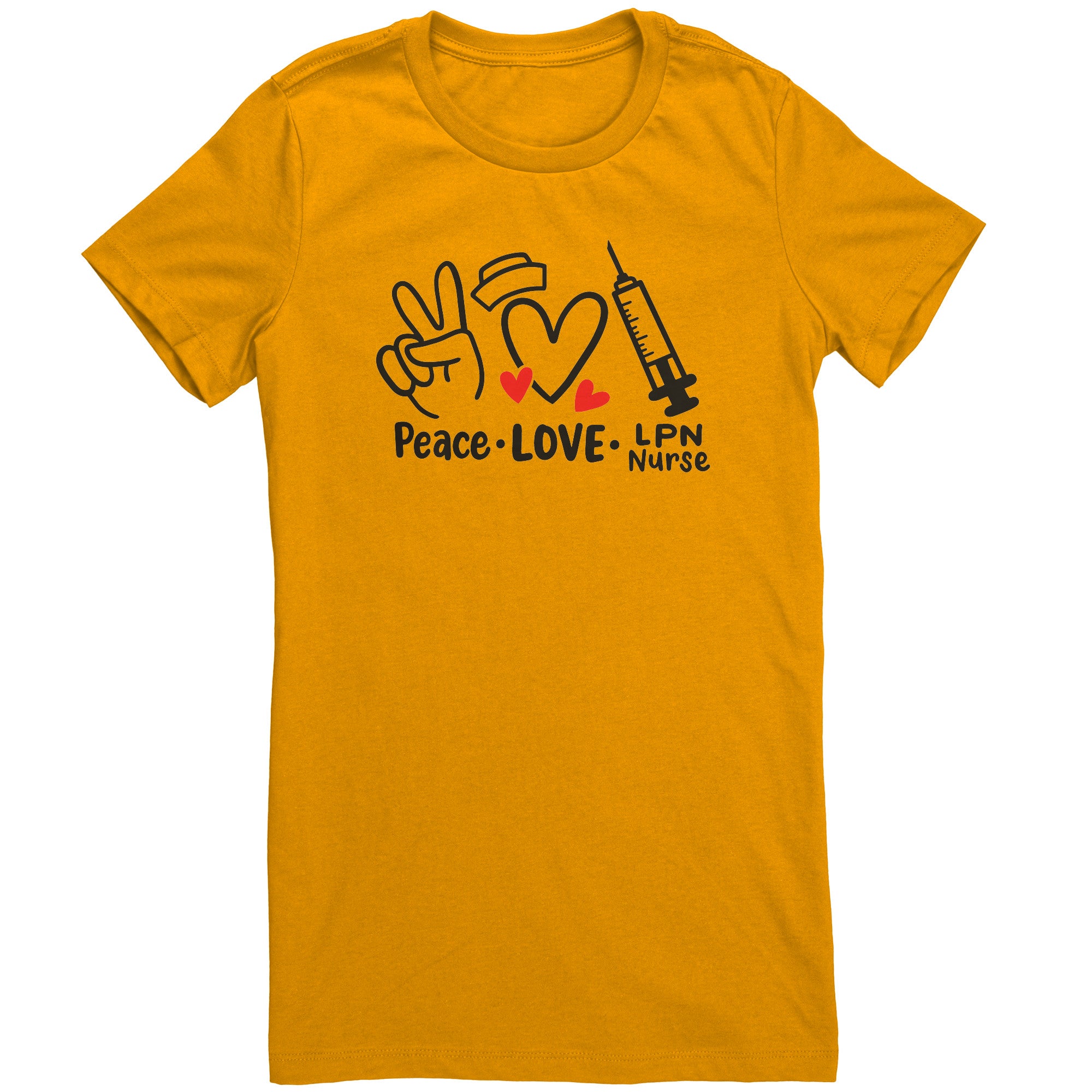 Peace Love LPN Nurse Women's Crew Neck T-Shirt - Comfortable Cotton Tee with Heartfelt Design