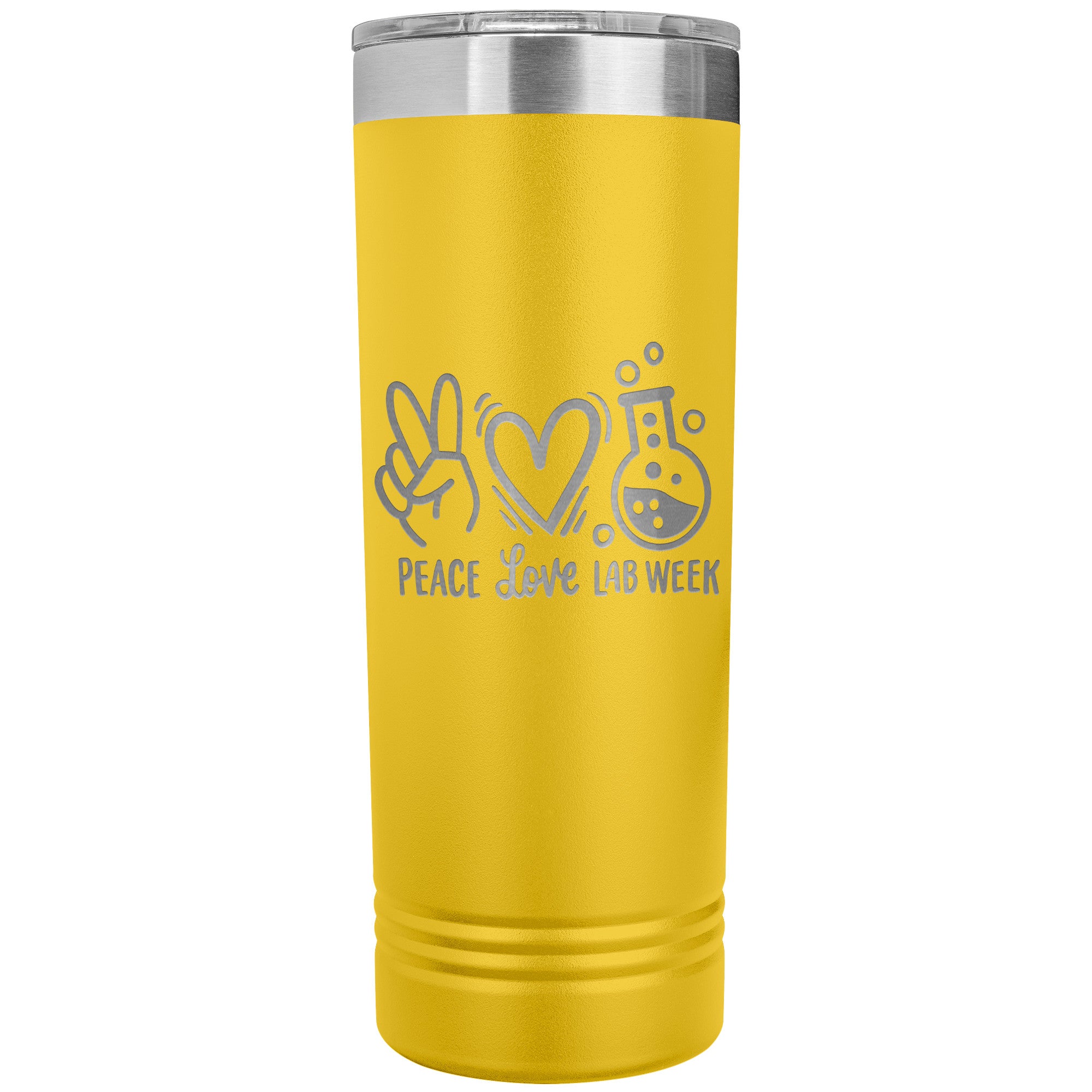Peace Love Lab Week - Premium 22 oz Skinny Tumbler, Stainless Steel Insulated Mug for Laboratory Professionals