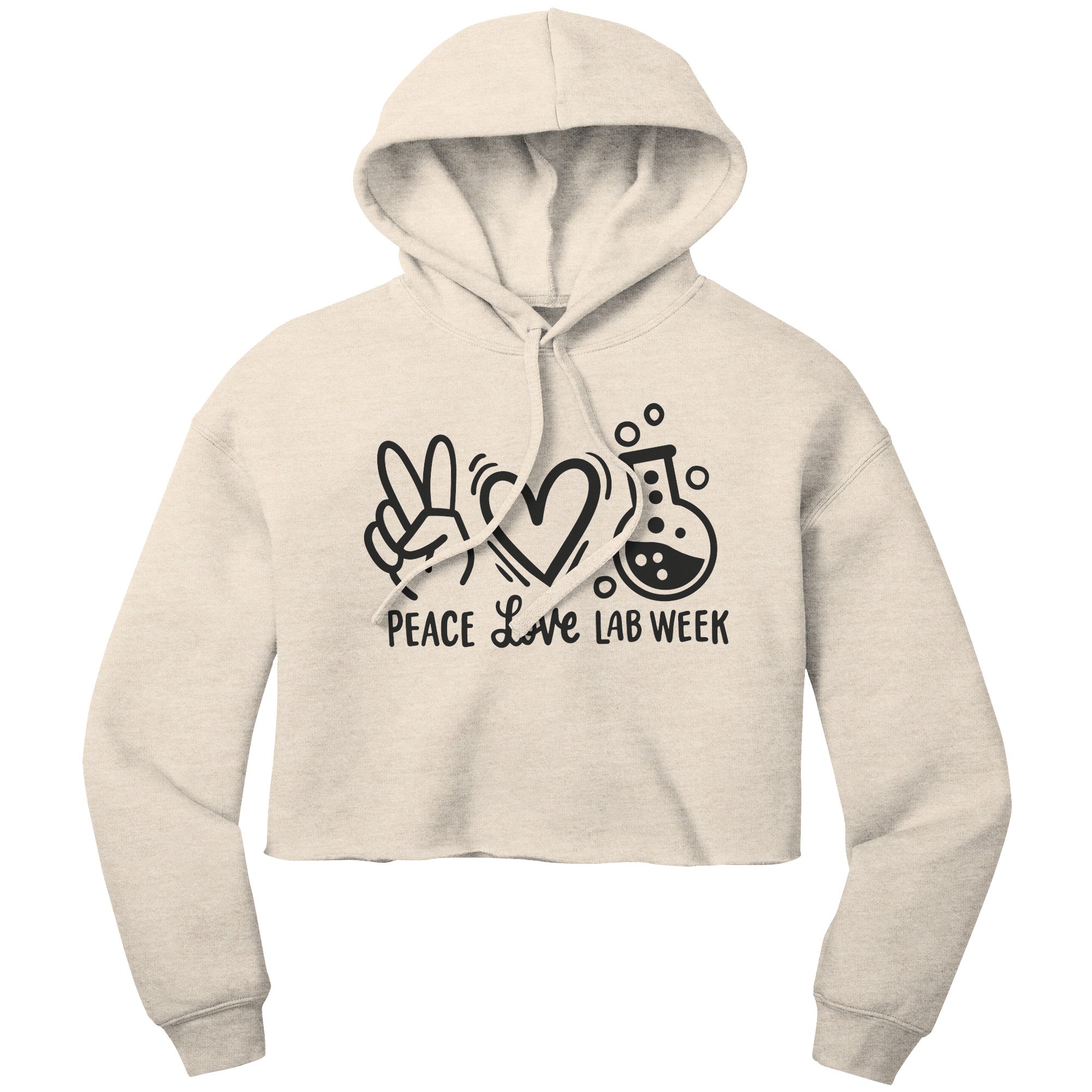 "Peace Love Lab Week" Graphic Cropped Hoodie - Comfortable Cotton-Poly Blend with Unique Lab-Themed Design