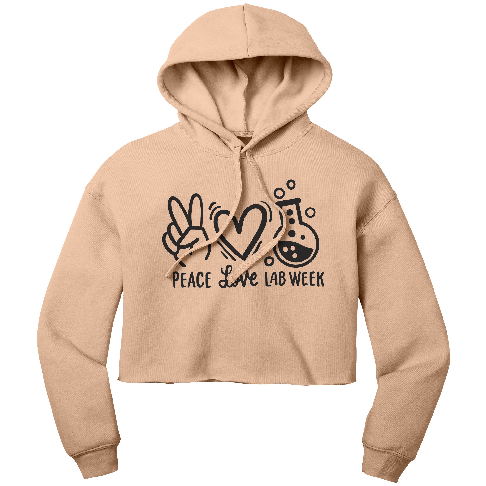 "Peace Love Lab Week" Graphic Cropped Hoodie - Comfortable Cotton-Poly Blend with Unique Lab-Themed Design