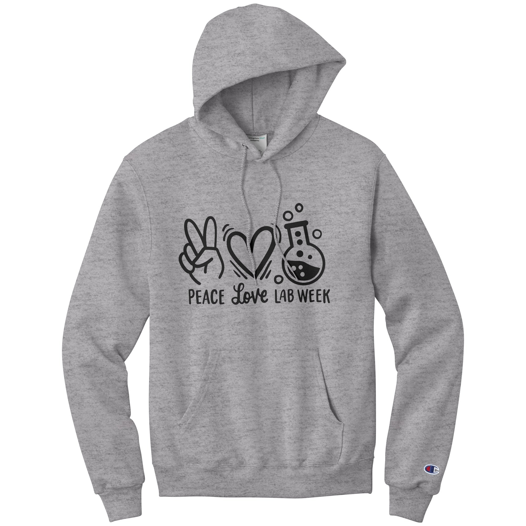 Peace Love Lab Week Hoodie - Stylish Lab Vial Graphics, Champion Comfort, Moisture-Wicking