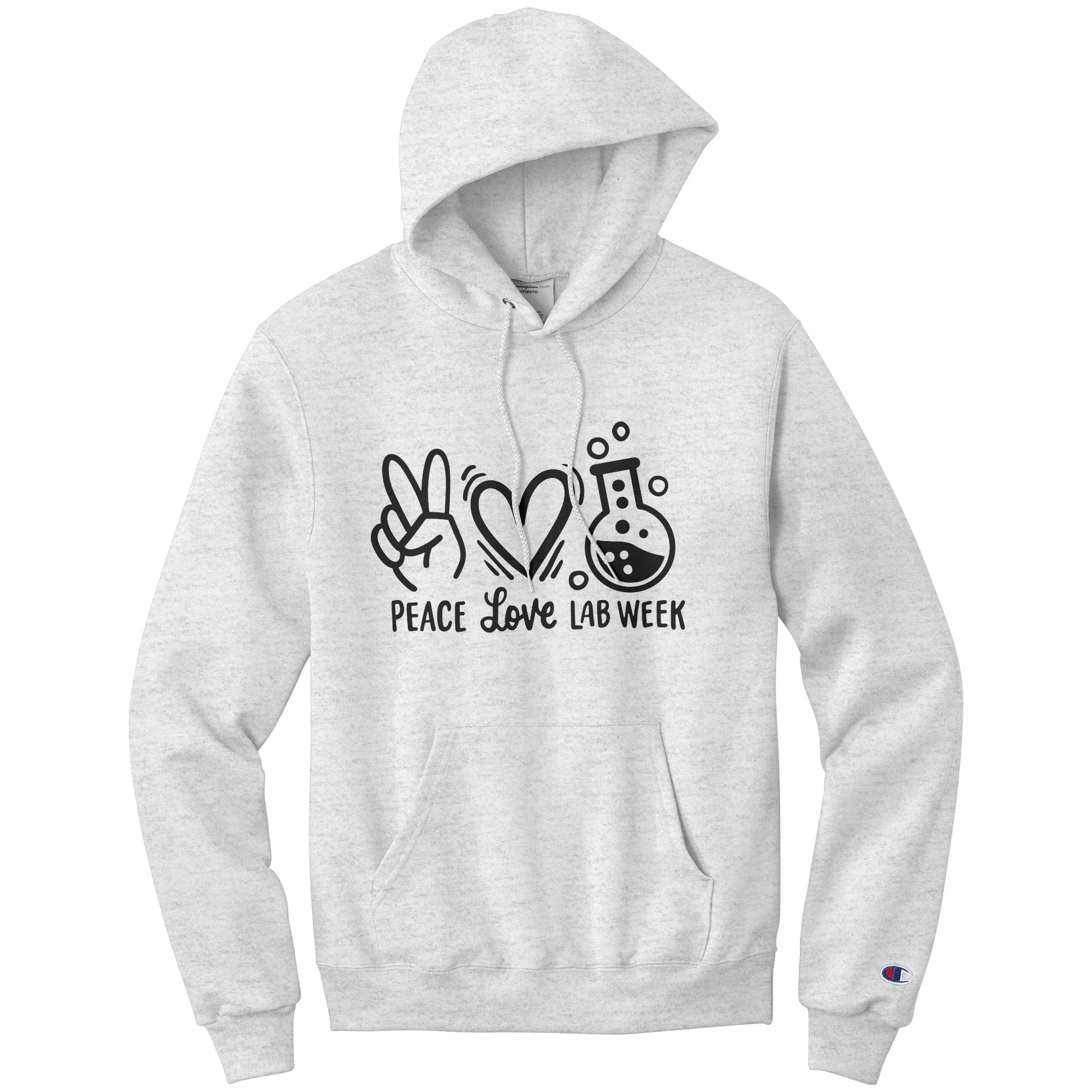 Peace Love Lab Week Hoodie - Stylish Lab Vial Graphics, Champion Comfort, Moisture-Wicking
