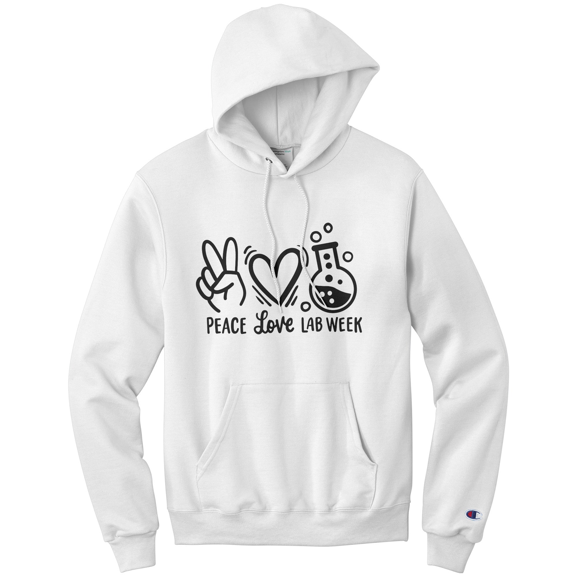 Peace Love Lab Week Hoodie - Stylish Lab Vial Graphics, Champion Comfort, Moisture-Wicking
