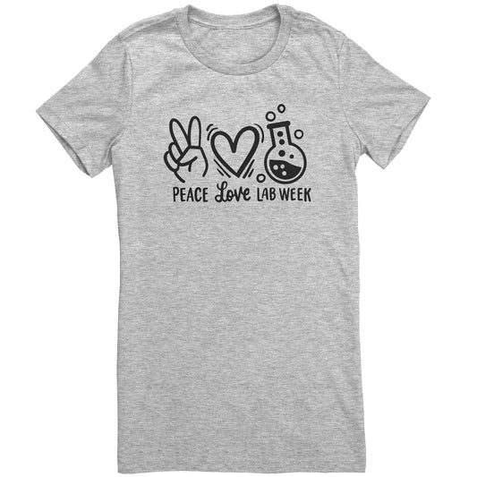 Peace Love Lab Week Women's Crew Neck T-Shirt - Slim Fit with Iconic Prints