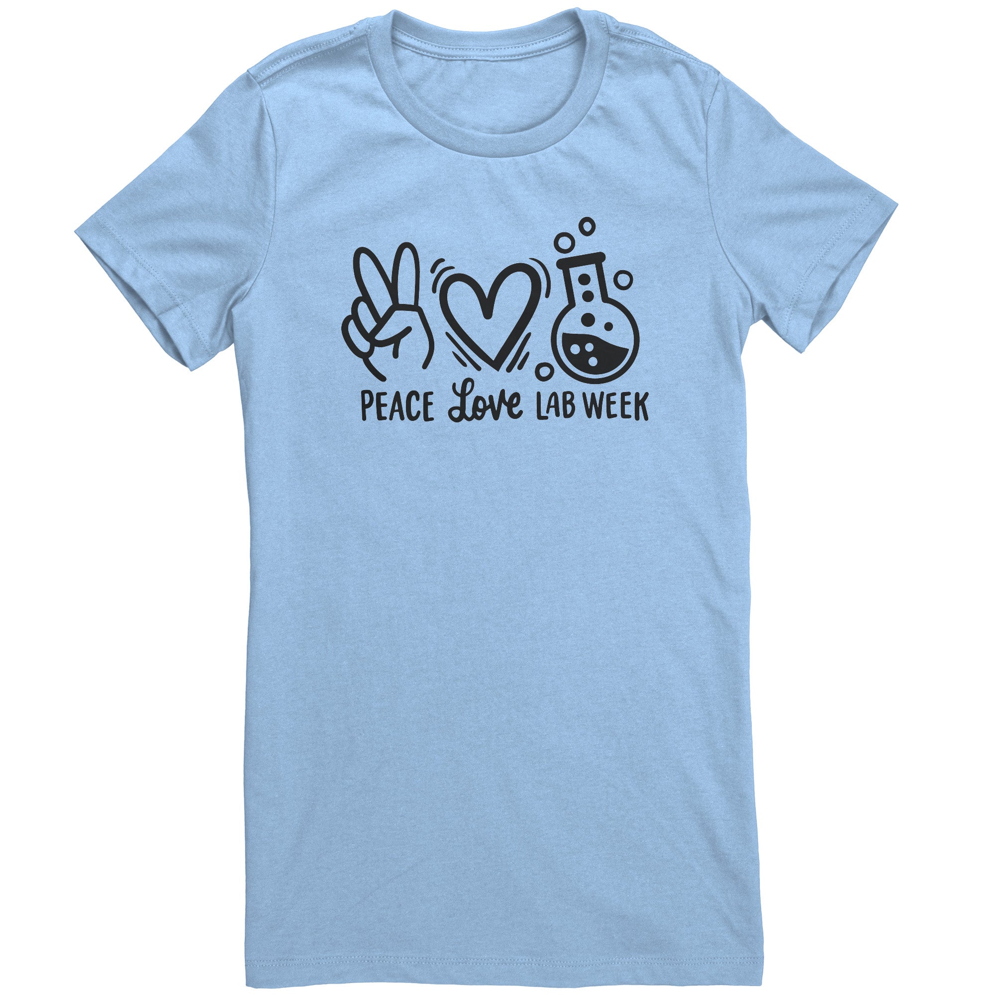 Peace Love Lab Week Women's Crew Neck T-Shirt - Slim Fit with Iconic Prints