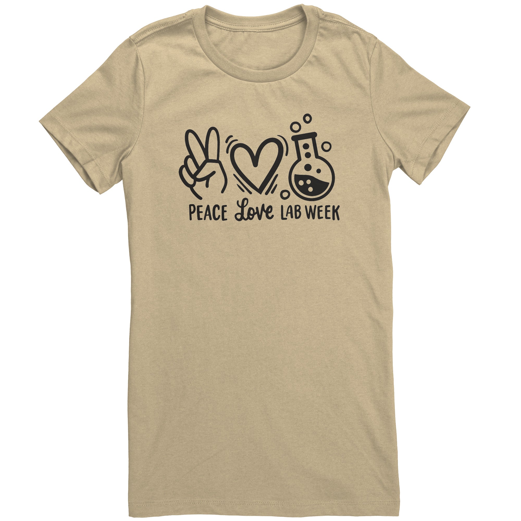 Peace Love Lab Week Women's Crew Neck T-Shirt - Slim Fit with Iconic Prints