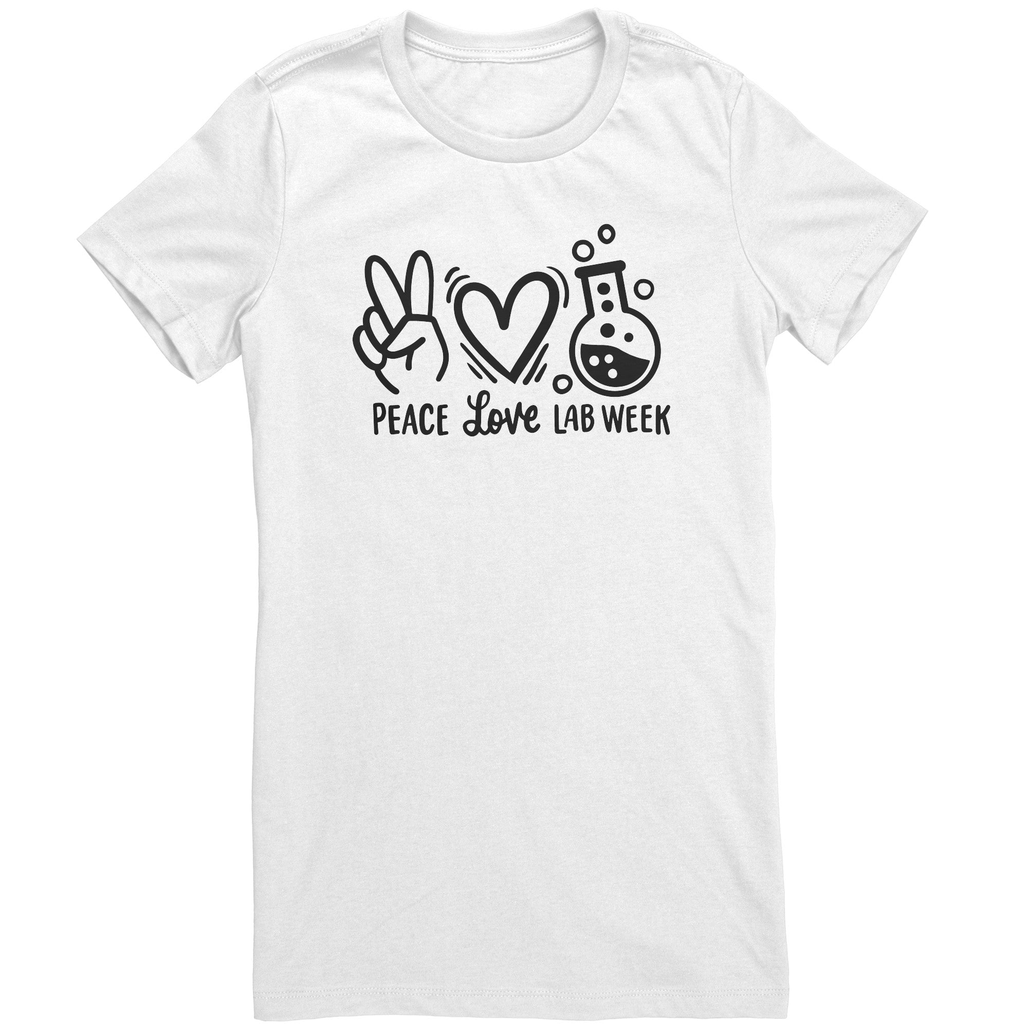 Peace Love Lab Week Women's Crew Neck T-Shirt - Slim Fit with Iconic Prints