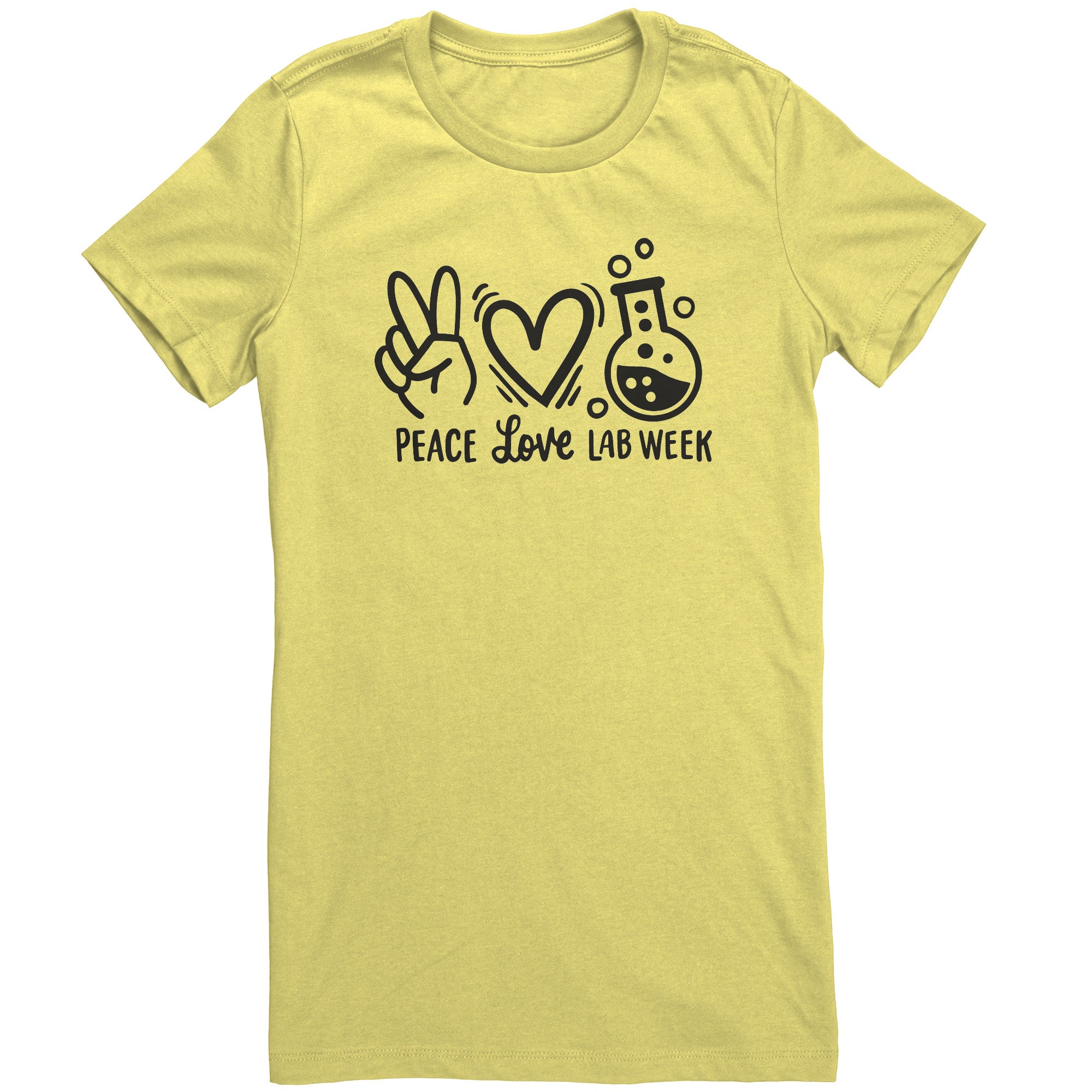 Peace Love Lab Week Women's Crew Neck T-Shirt - Slim Fit with Iconic Prints