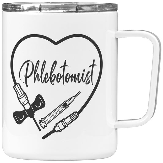 Phlebotomist Heart 10 oz Insulated Coffee Mug - Medical Themed Drinkware