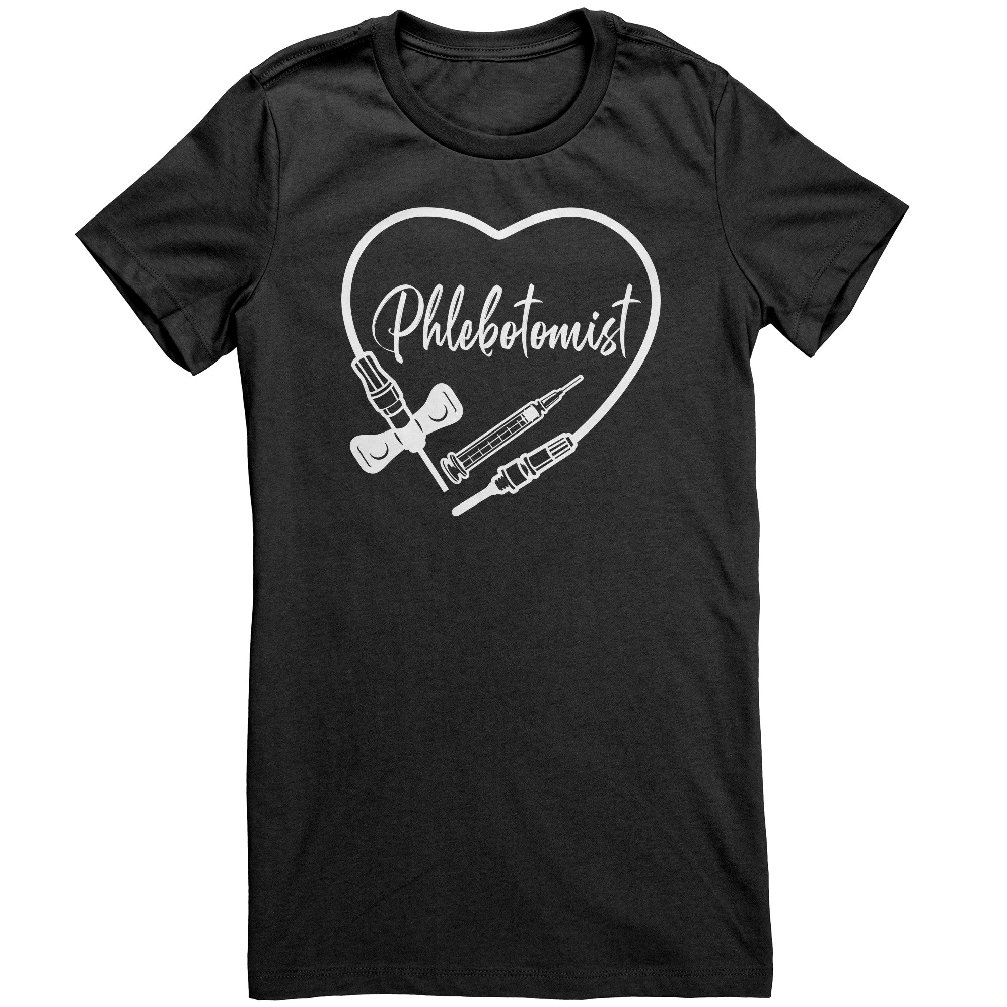Phlebotomist Heart Crew Neck T-Shirt - Medical Themed Women's Tee