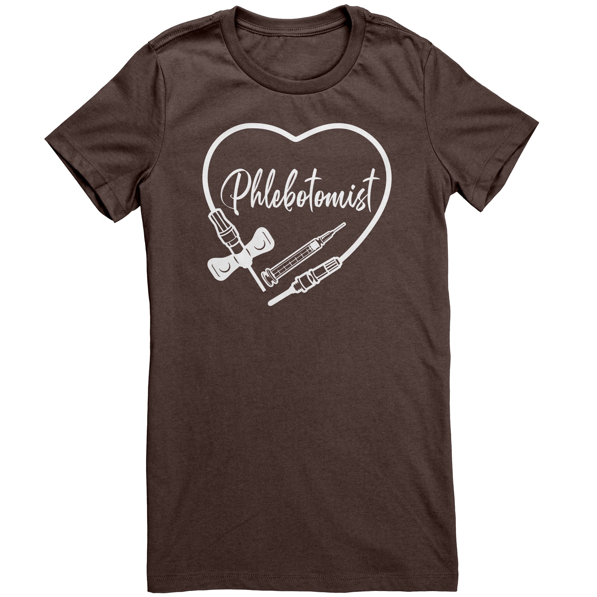 Phlebotomist Heart Crew Neck T-Shirt - Medical Themed Women's Tee